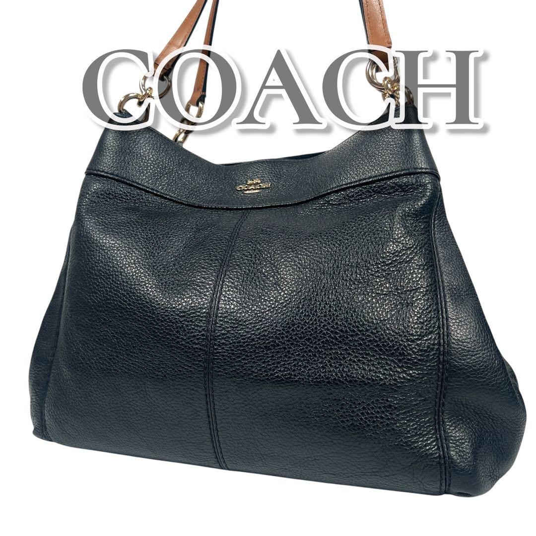 Coach Lexi Pebbled Leather Tote Black Y2K 13-15.4 x 10.6 x 4.7 inches