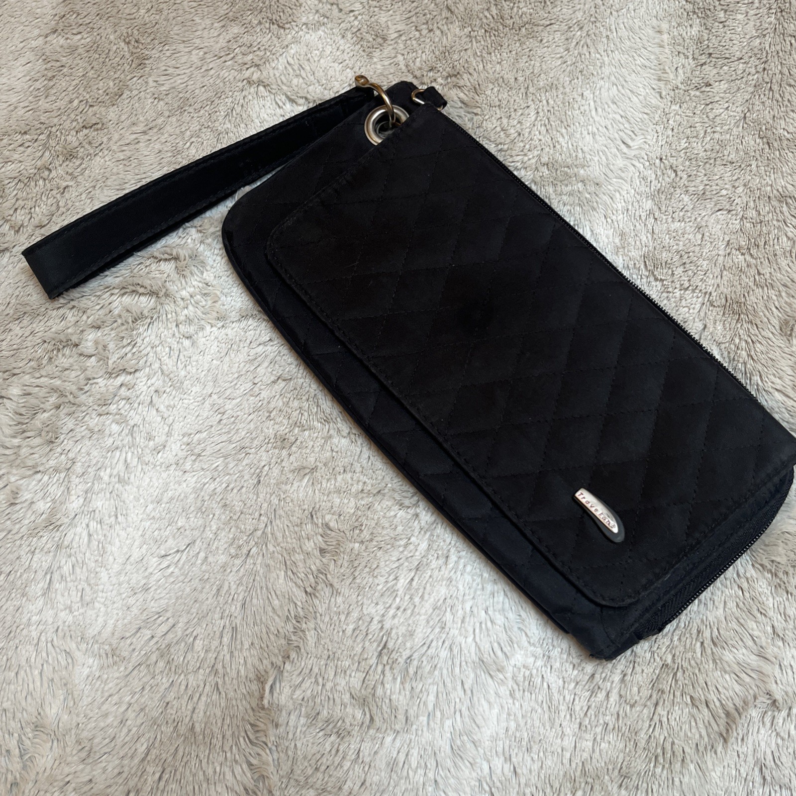 Travelon Convertible Document Card Wallet Wristlet Safe T Bag Black RFID