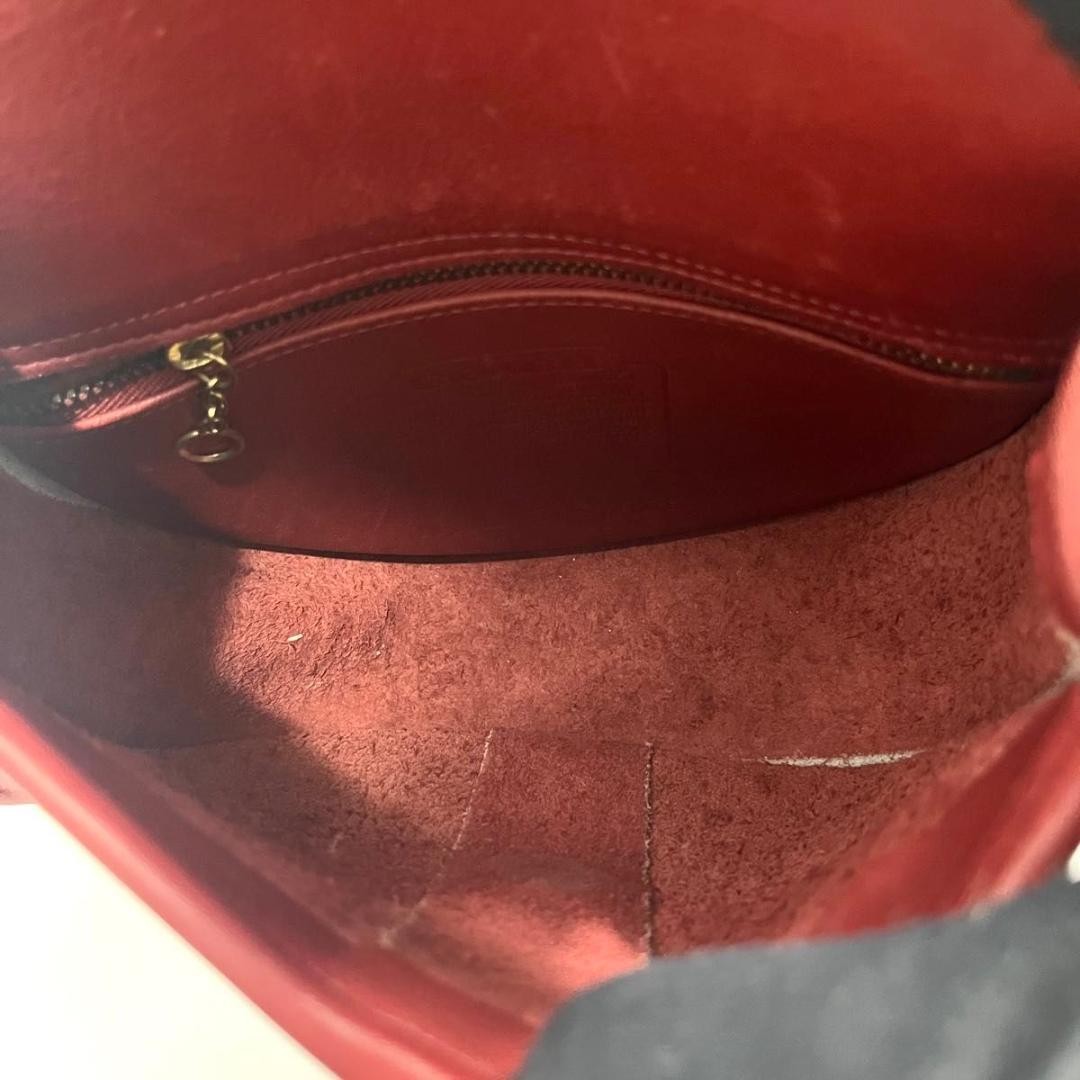 Old COACH Vintage Leather Saddle Bag Red