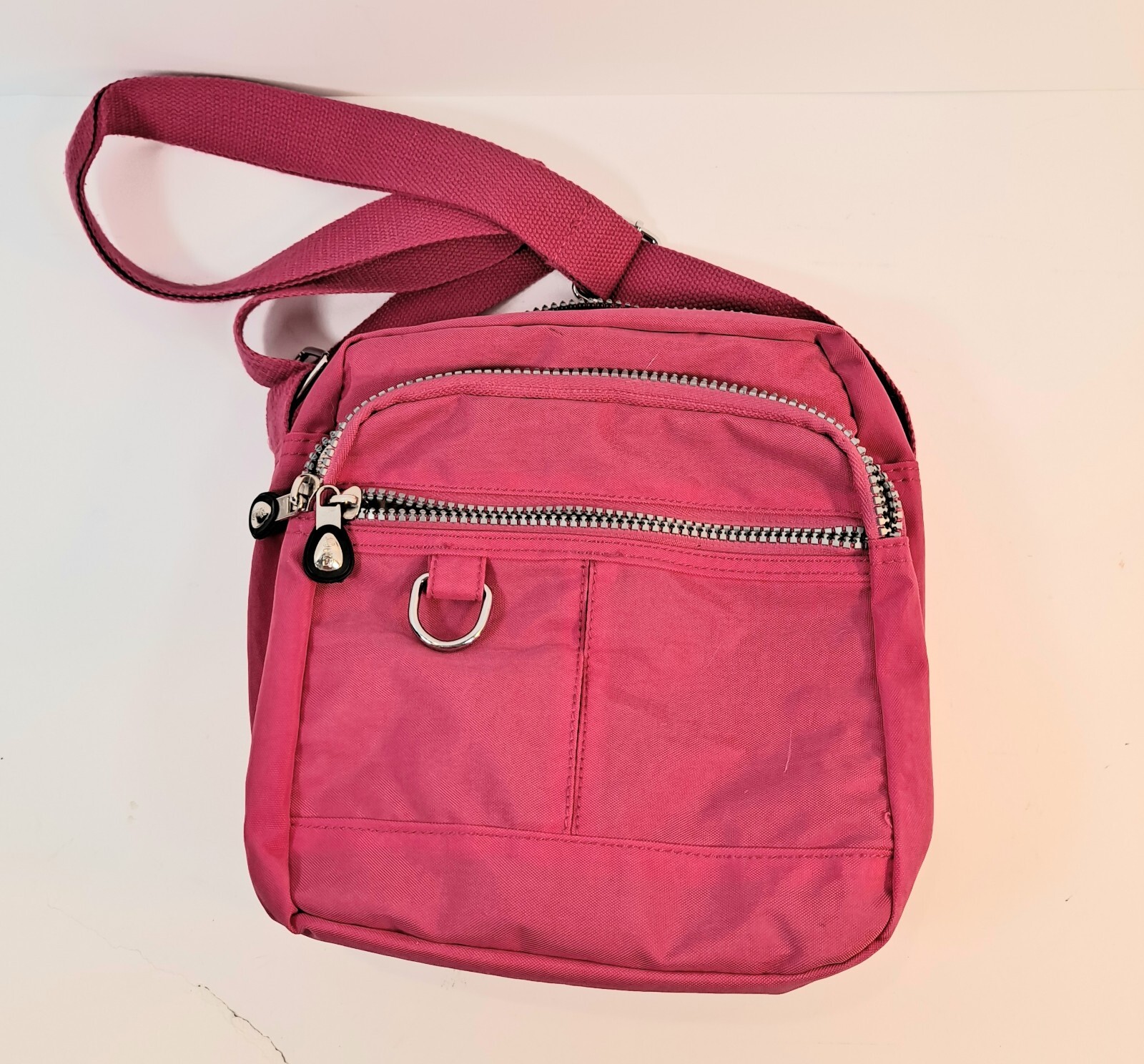 Womens Crossbody Purse Pink Zipper Compartments Travel Casual Workwear Shopping