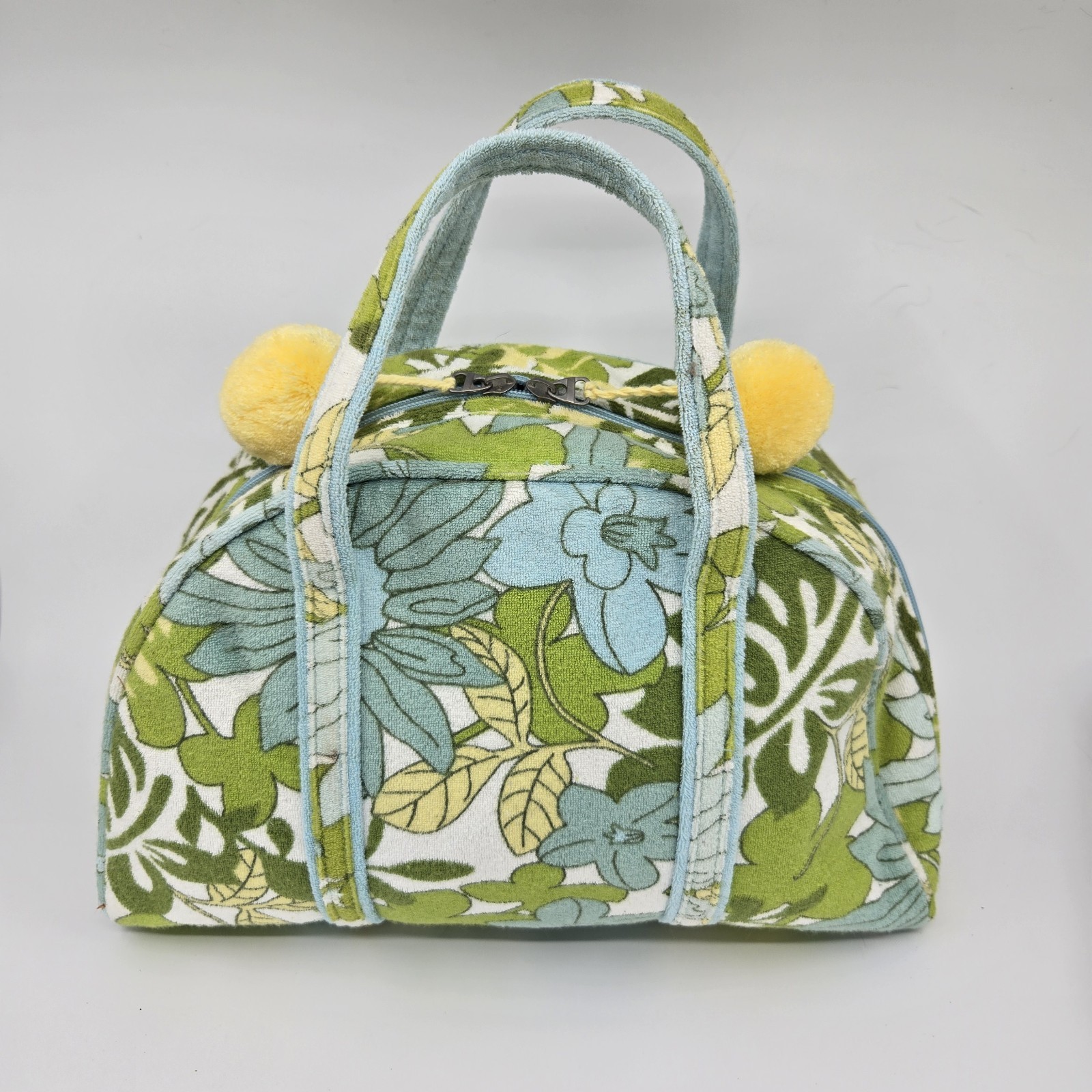 VRG Terry Cloth Toiletry Makeup Jewelry Bag Purse Spa Pool Shower Set Green Blue