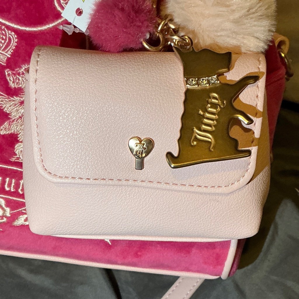 Juicy Couture New Love Chapter Satchel Raspberry Tart Velour Pink Gold Y2K Bag
