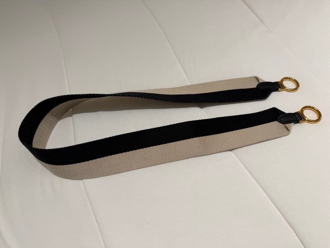 FENDI Shoulder Strap Gold Hardware Womens Bag Accessory Beige x Black
