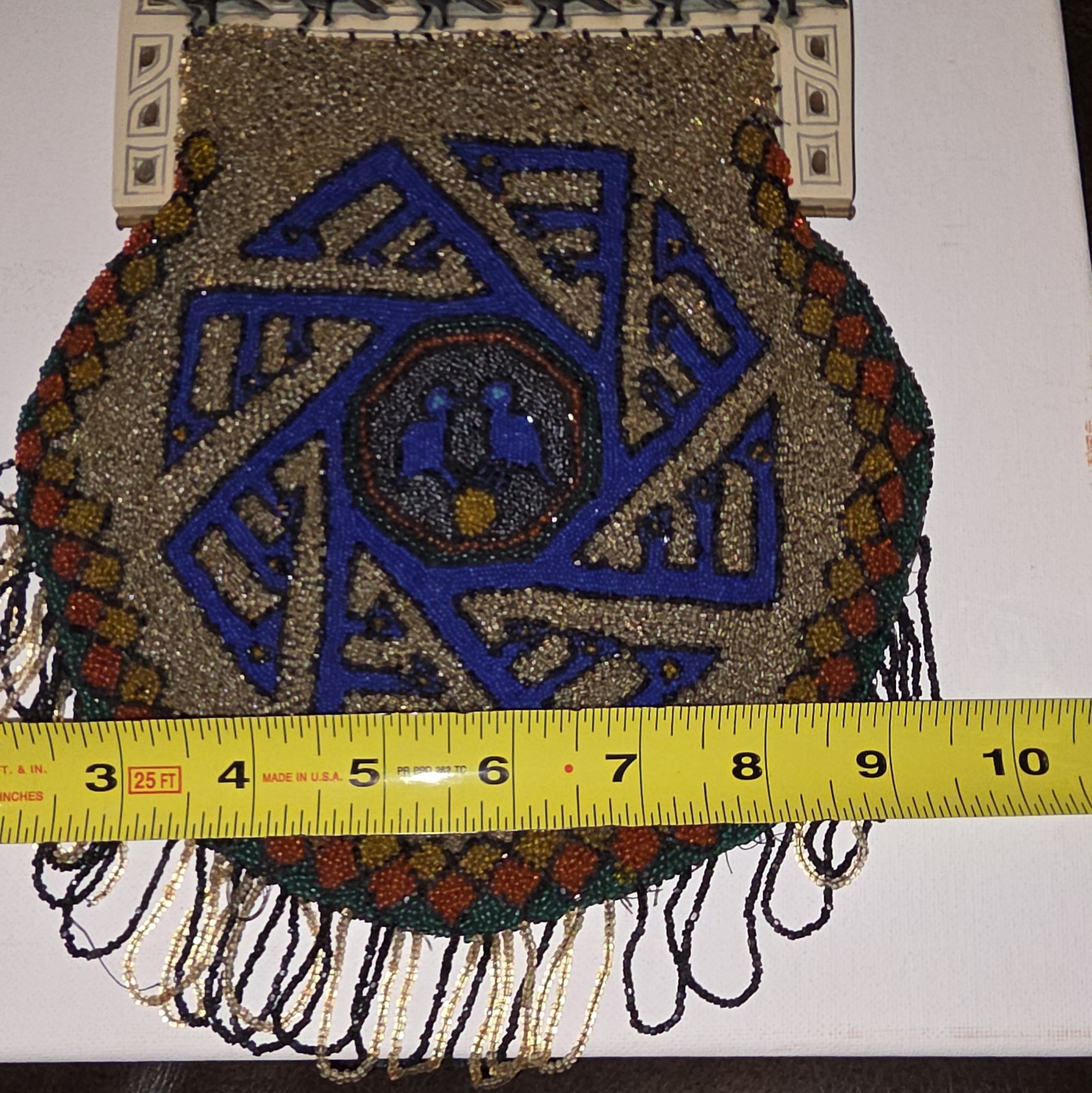 Circa 1920 Art Deco Egyptian Revival Celluloid Evening Bag Collector Quality