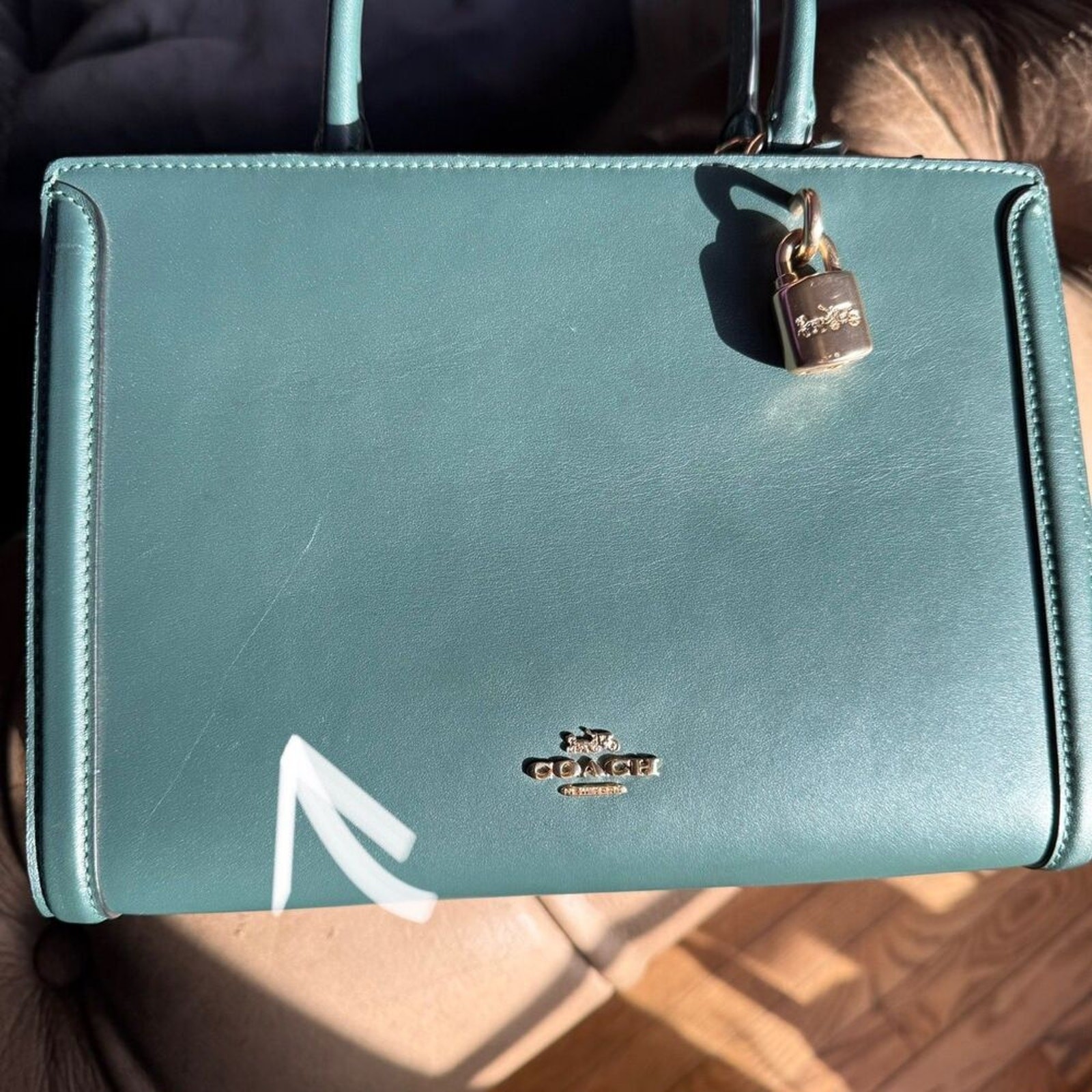 Coach Zoe Carryall Teal Smooth Leather Satchel Crossbody Tote F72667