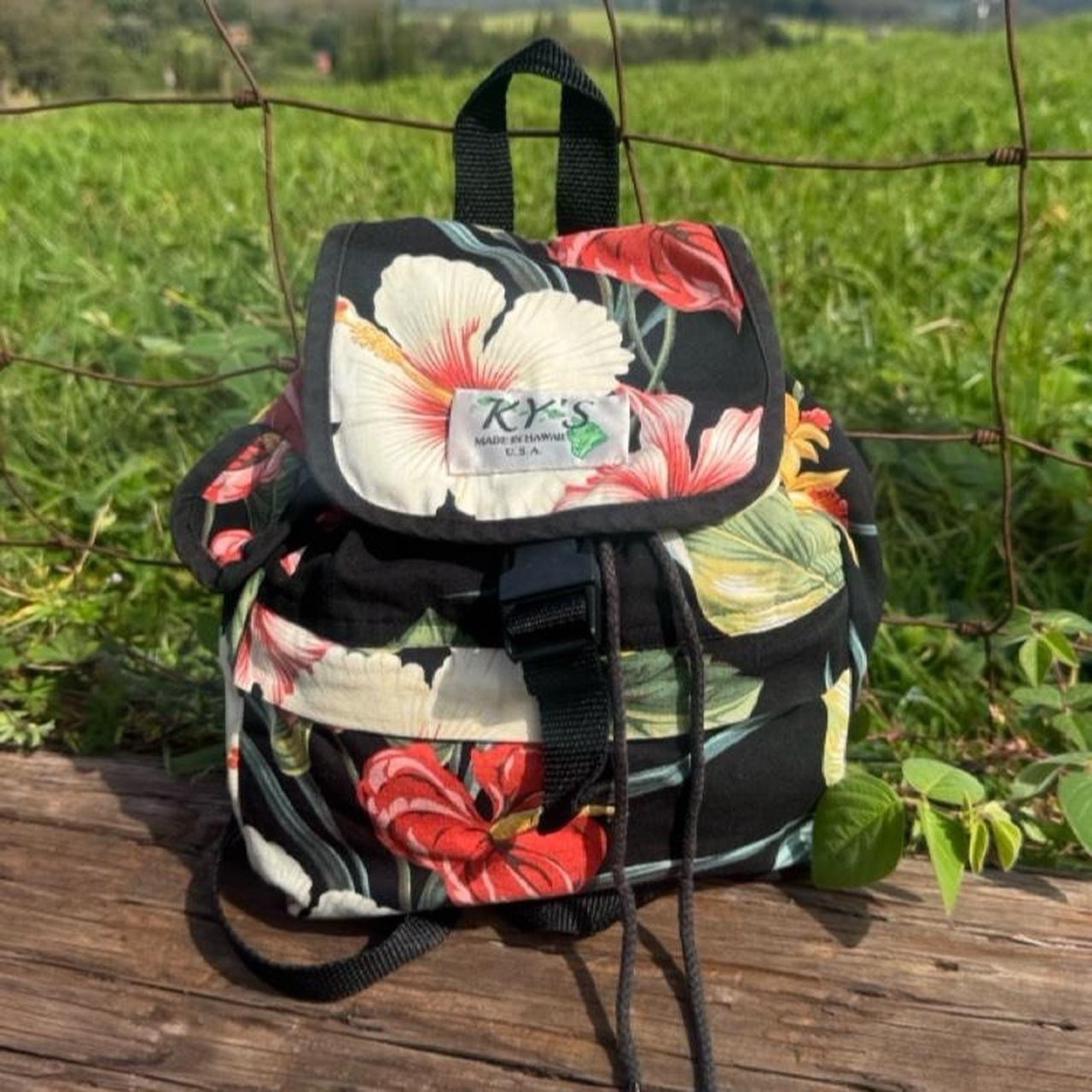Y2K 90s Hawaiian Aloha Print Mini Backpack Beach Vacation by KY