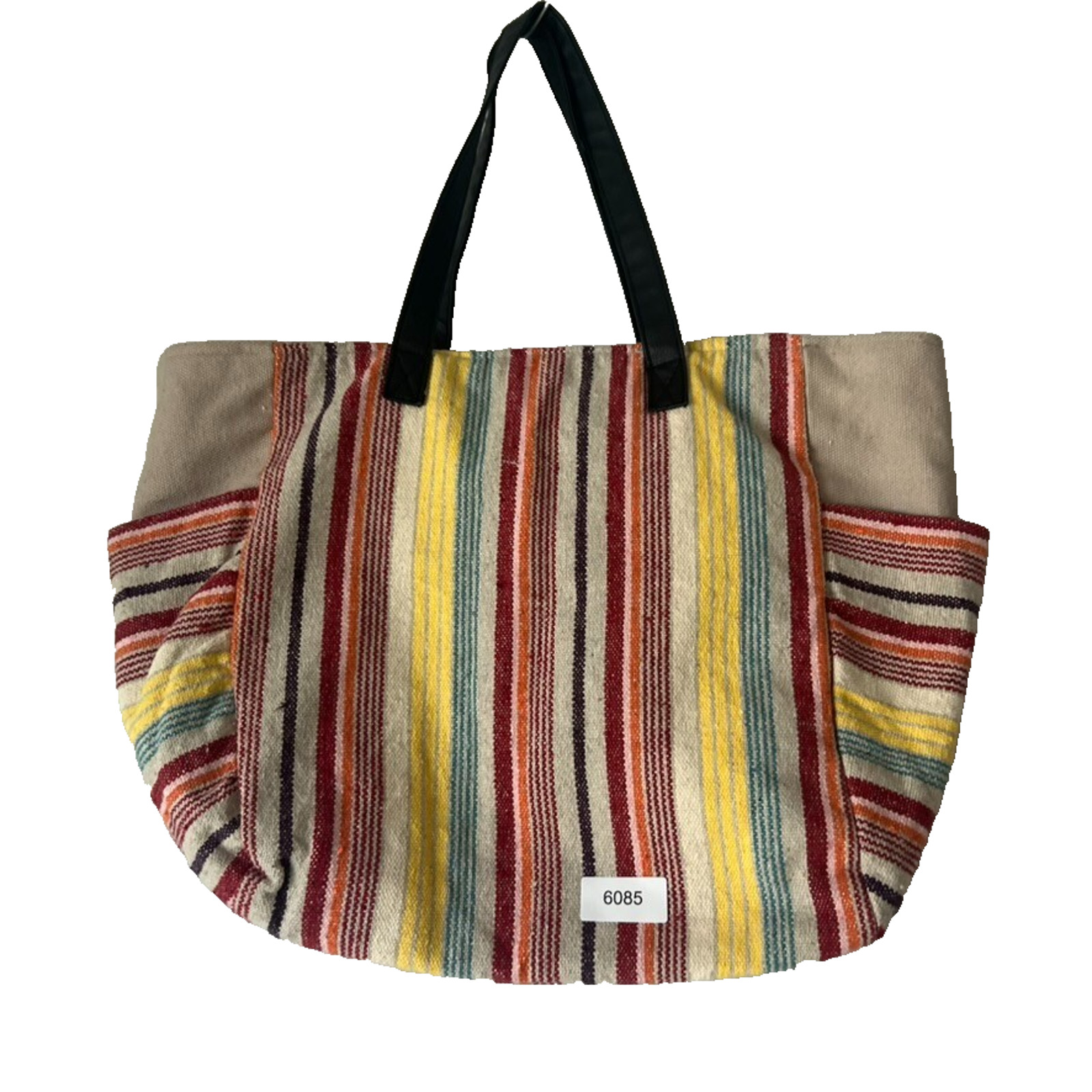 No Boundaries Caroline Multi Striped Boho Woven Cooler Tote Bag with Tassels