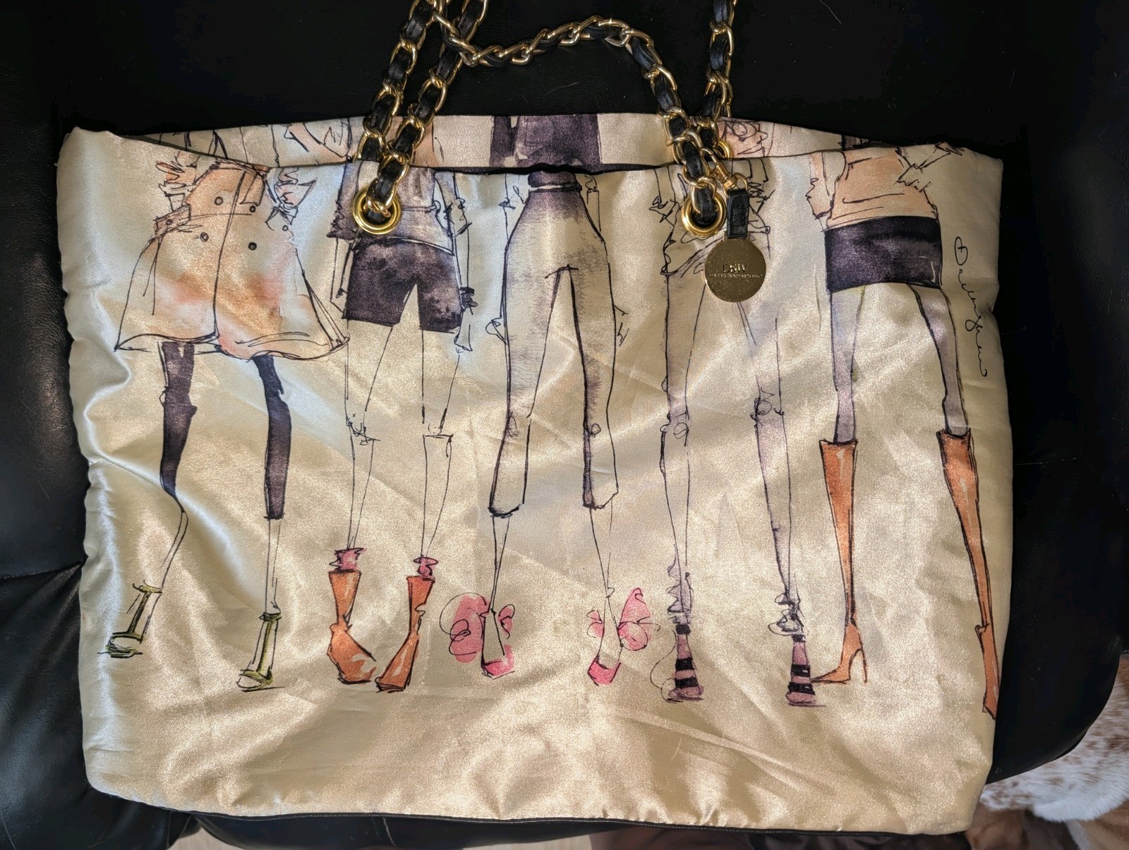 NWT DSW 20 Years of Shoes Anniversary Tote Purse Shoulder Bag Satin Chain Strap