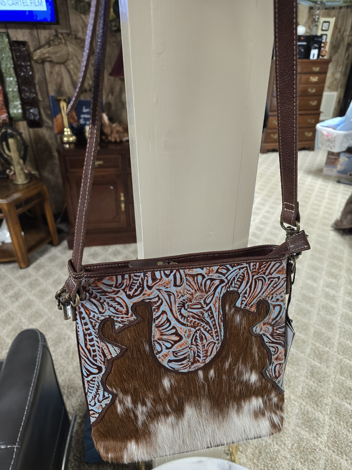 Myra Bags Astral blue & Hairon Ridge Morning Glory Leather 10″ X 10″ Western
