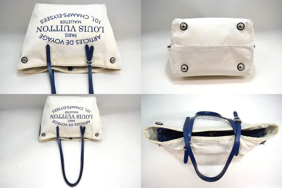 Auth Louis Vuitton Cabas PM Tote Bag Canvas Saphir Blue M94504 LV 49372