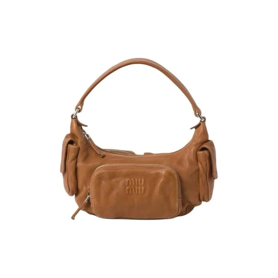 MIU MIU Pocket Single Shoulder Handbag Women’s Brown 8.2×2.3×4.7 in