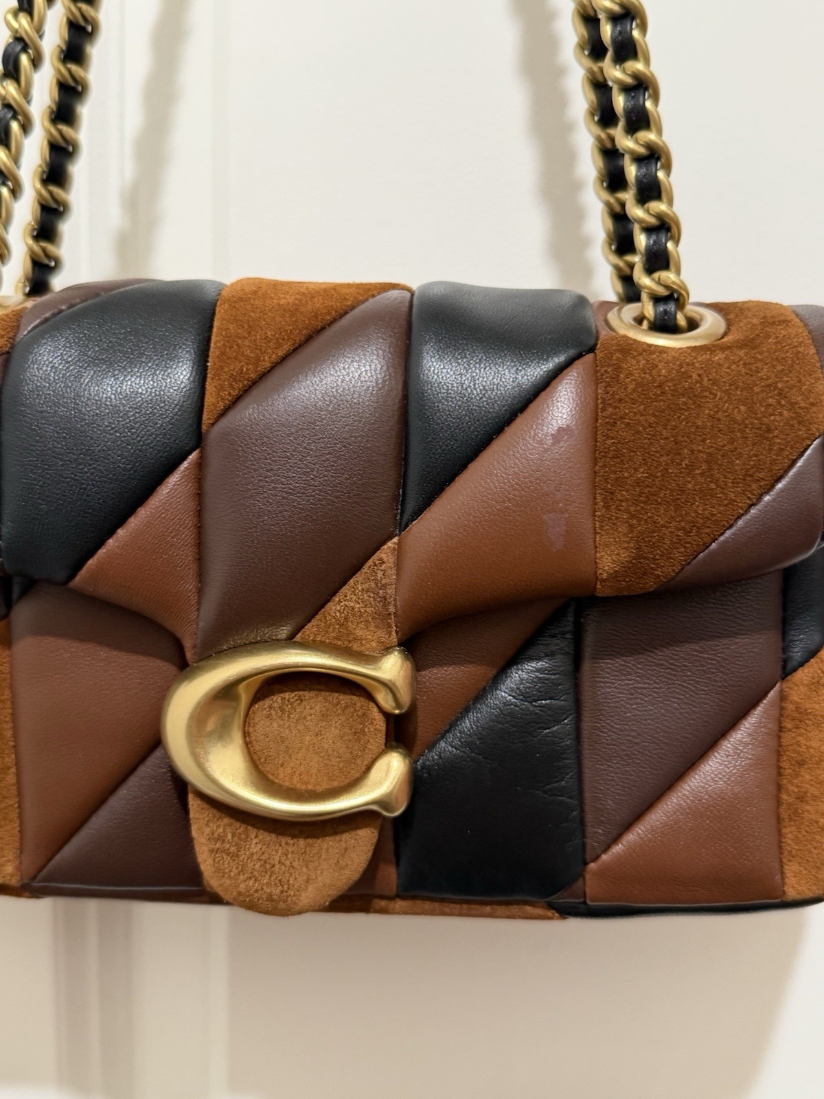 Coach quilted patchwork tabby 20 maple shadow brown shoulder bag