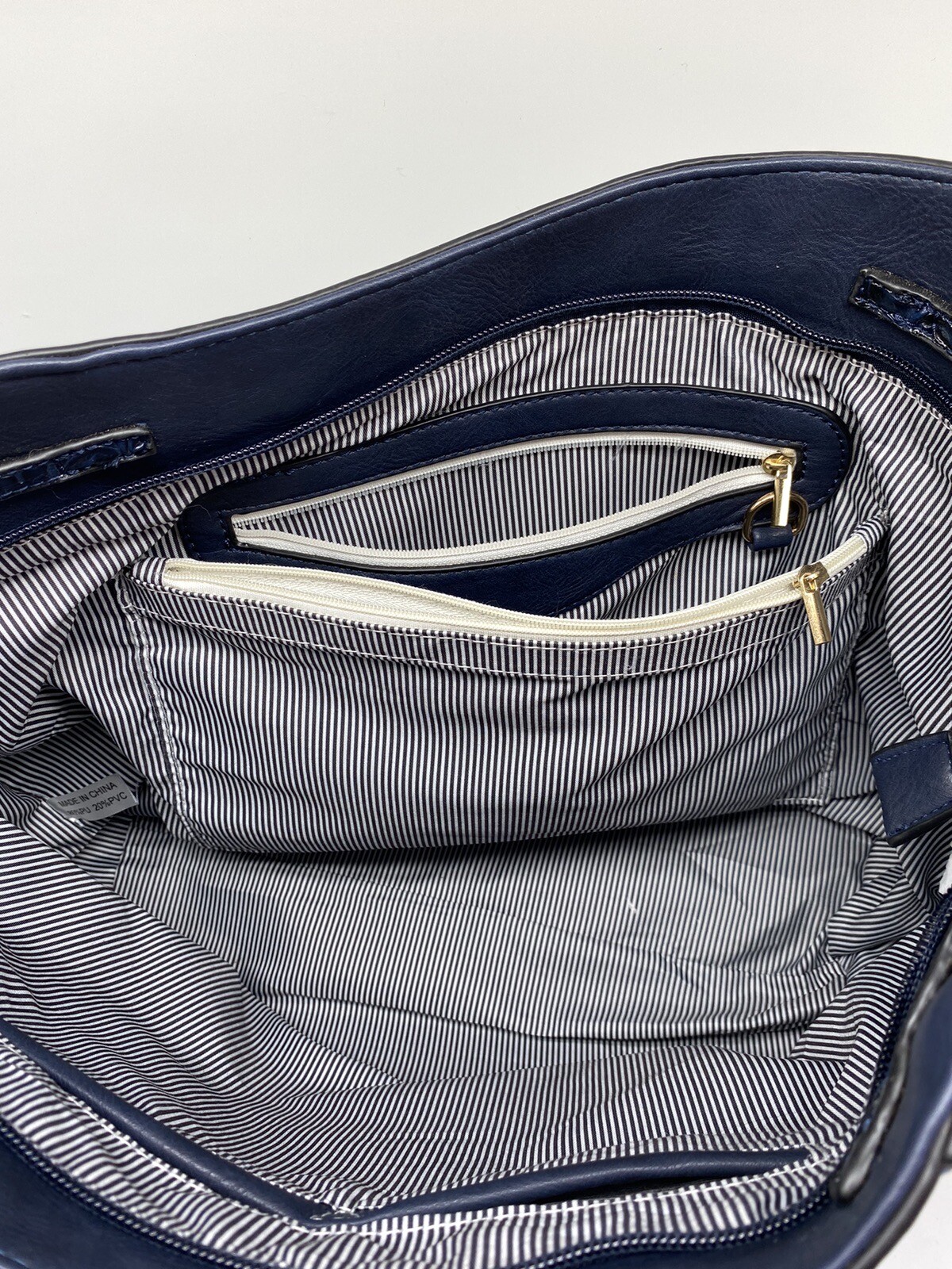 Le Miel Navy 2-in-1 Vegan Tote Purse 12″x17″x4-1/4″ With Matching Wallet