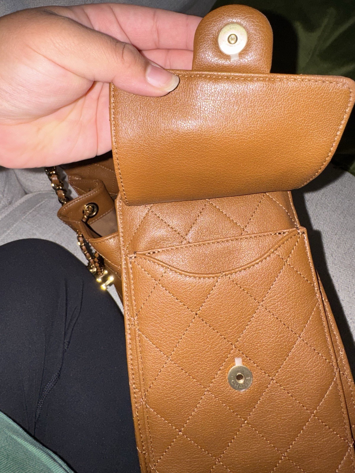 CHANEL 25 Small In The Color Camel Caviar Leather Gold Hardware Season 26A