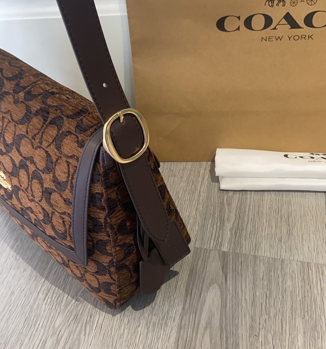 COACH Etta Flap Bag In Signature Chenille CCE58 Truffle