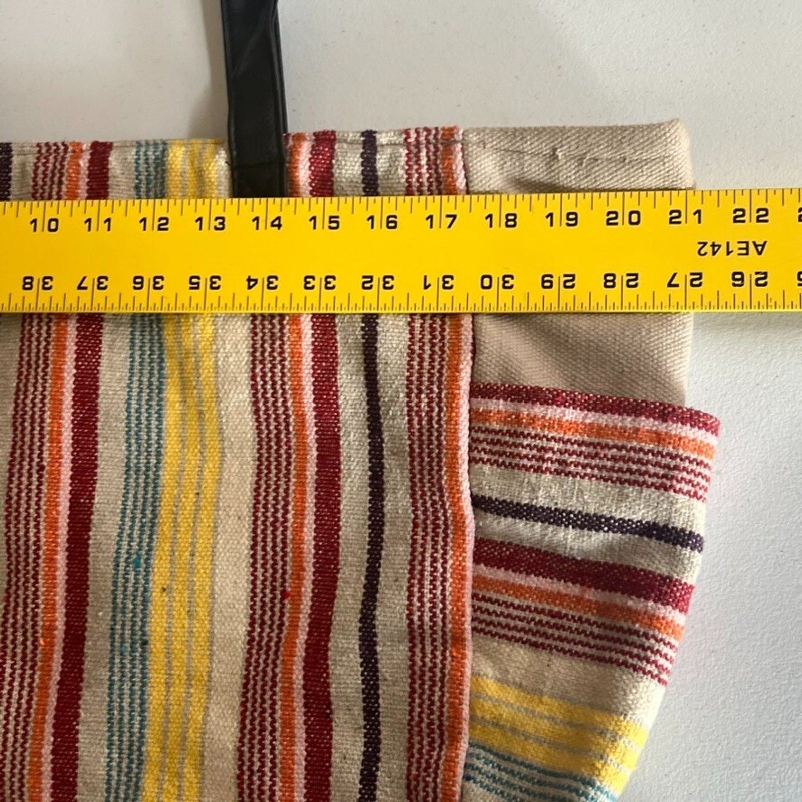 No Boundaries Caroline Multi Striped Boho Woven Cooler Tote Bag with Tassels