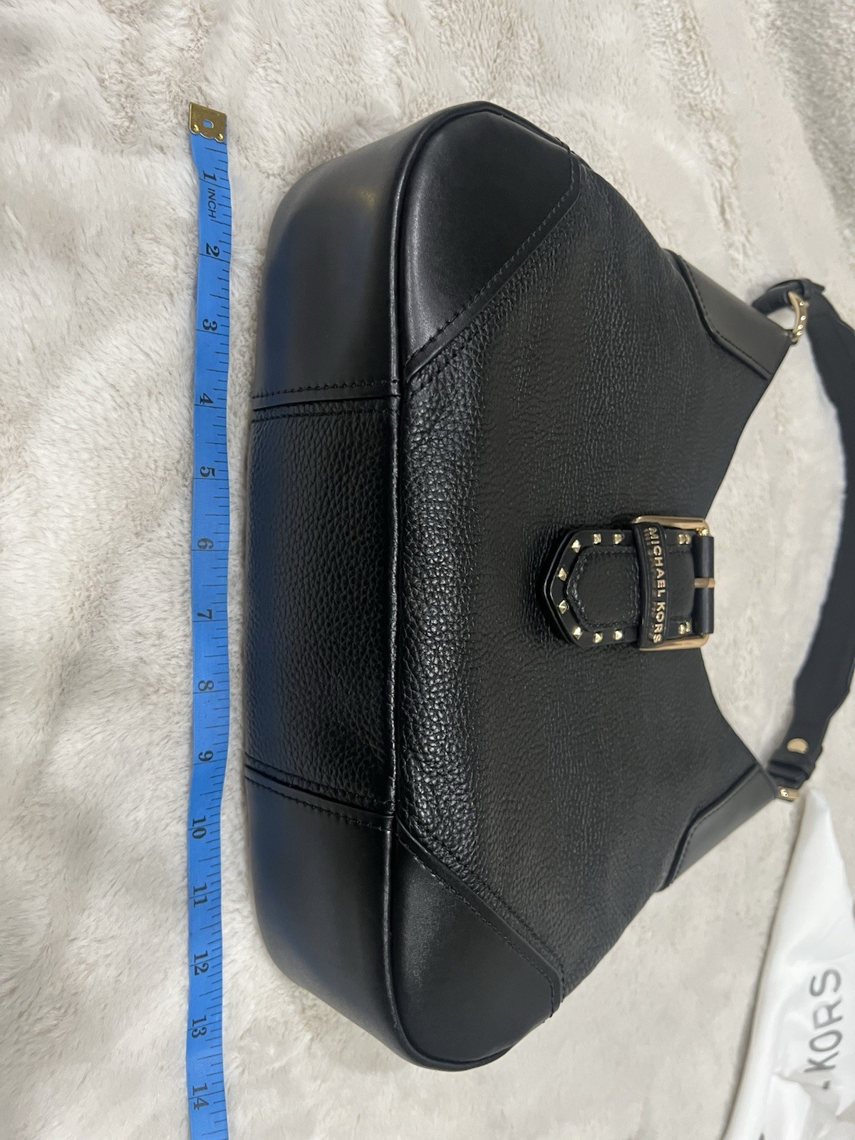 Timeless Michael Kors Black Studded Buckle Accent Shoulder Bag for Women NWOT