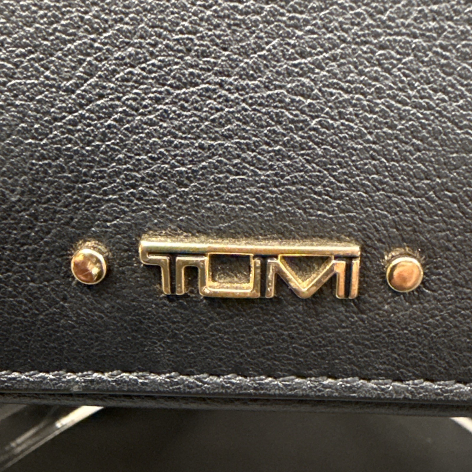 TUMI Black Solid Crossbody Bag Zip Closure Gold Hardware Detachable Strap – READ