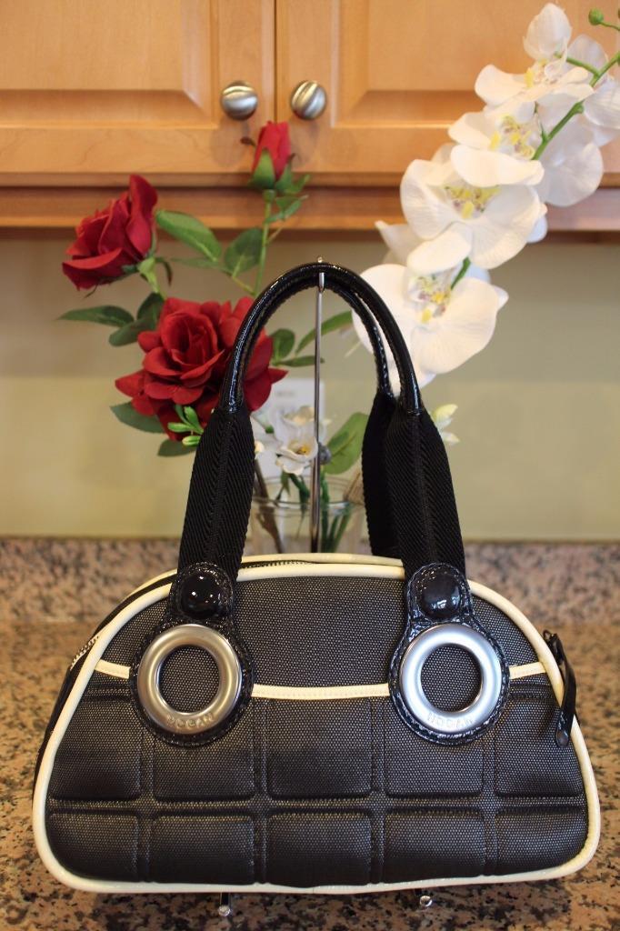 NEW Hogan nylon patent leather trim shoulder bag purse (pu300