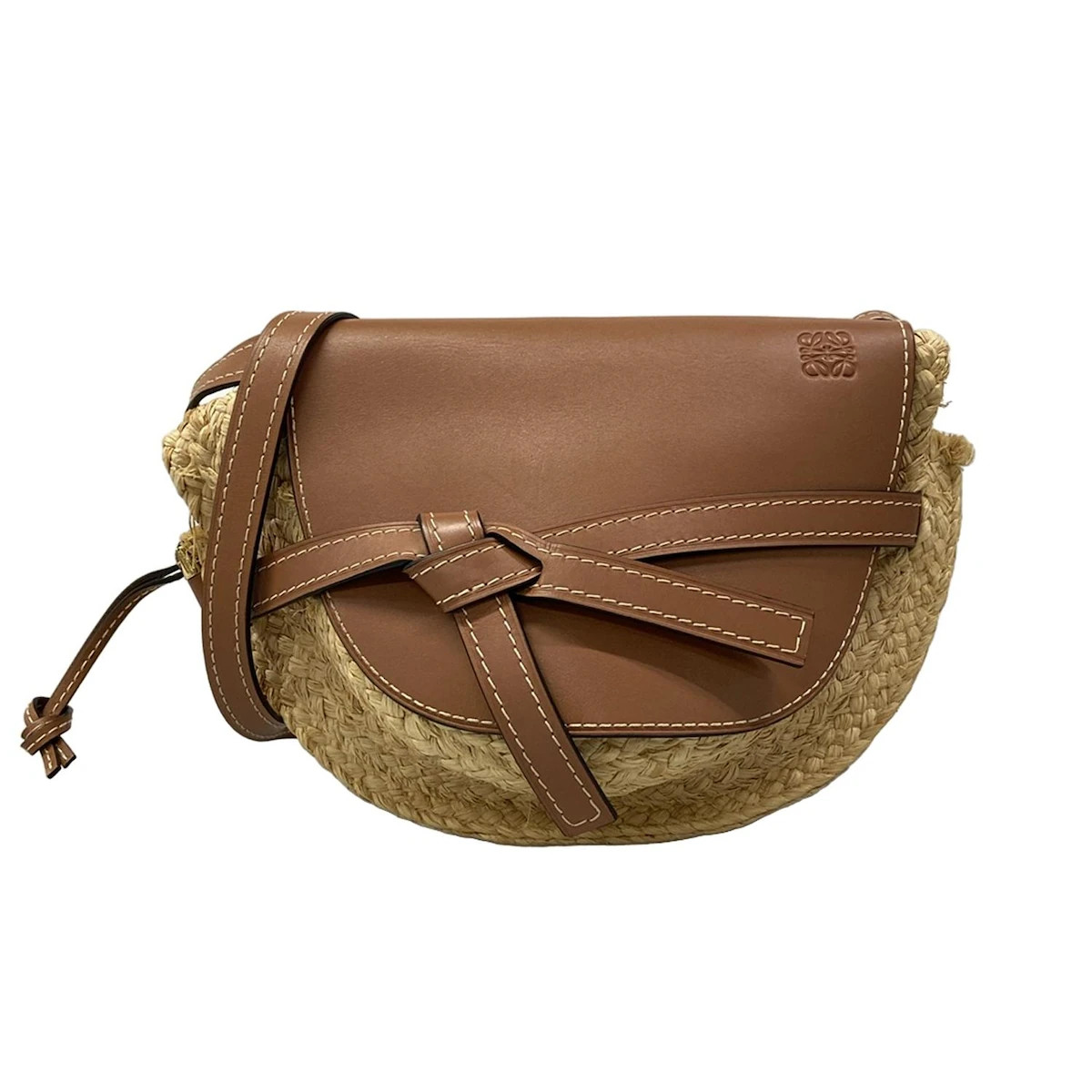 LOEWE Gate Bag Small 329.13.T20-2924 Natural (Beige) Brown Raffia Leather