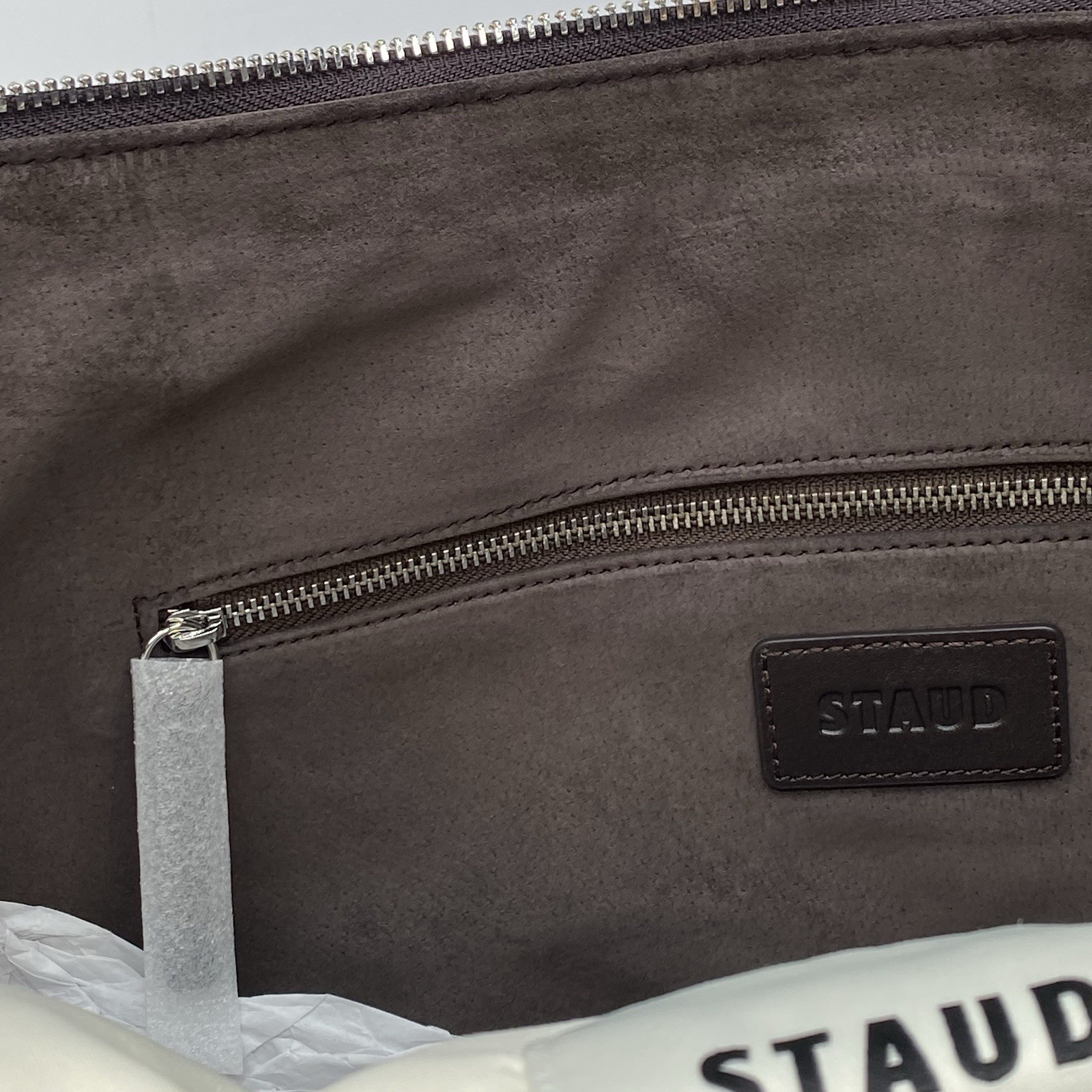 STAUD Bag Demy Large Suede Shoulder Bag Espresso Brown Rounded NEW $45