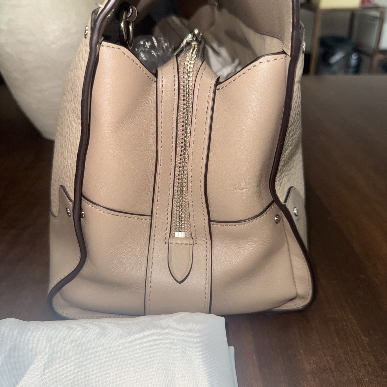 Coach F37575 Mercer 30 In Stone Soft Grain Leather Convertible Satchel