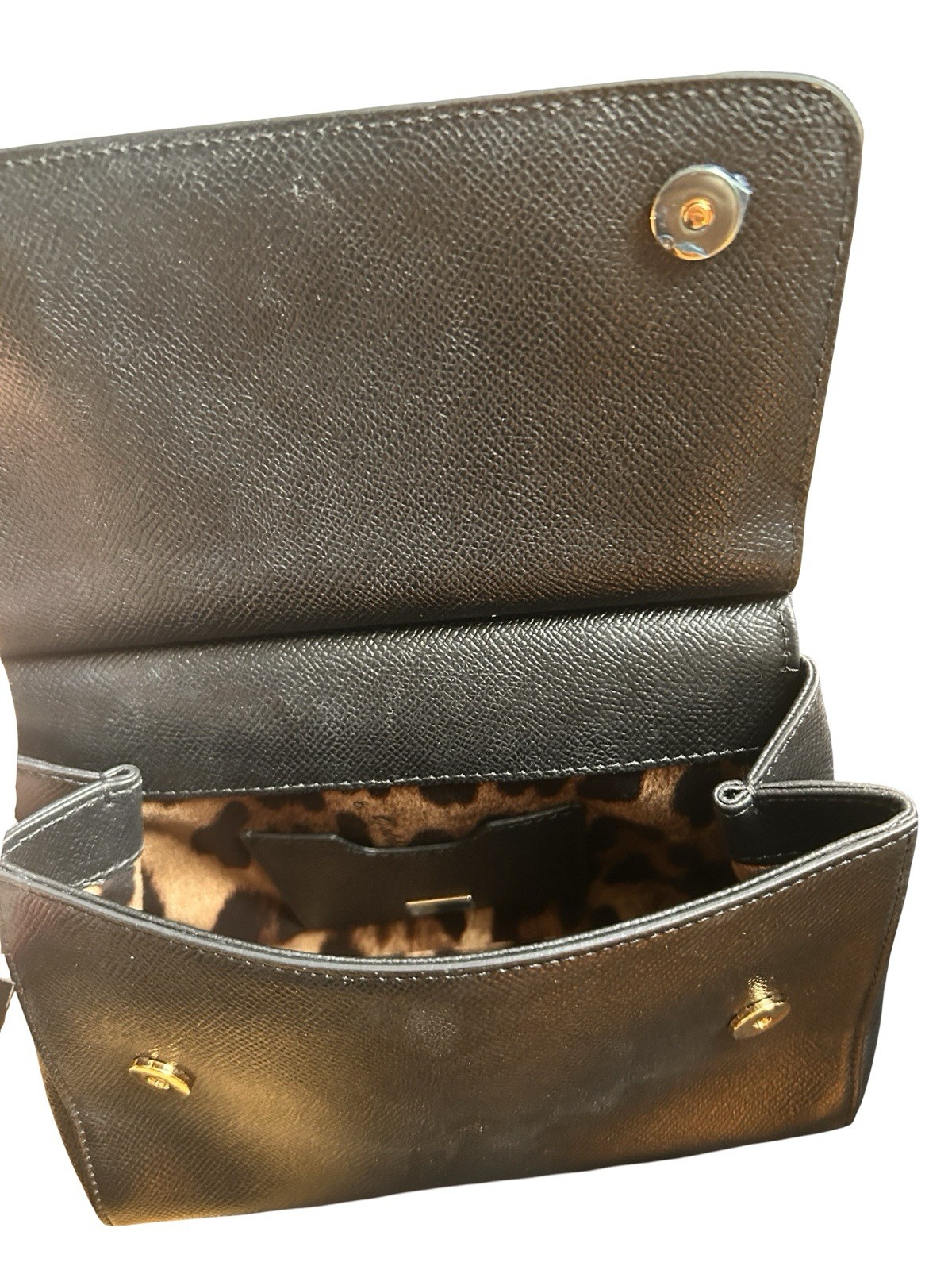 Dolce&Gabbana Mini Sicily Dauphine Calfskin Leather Black Top Handle Bag