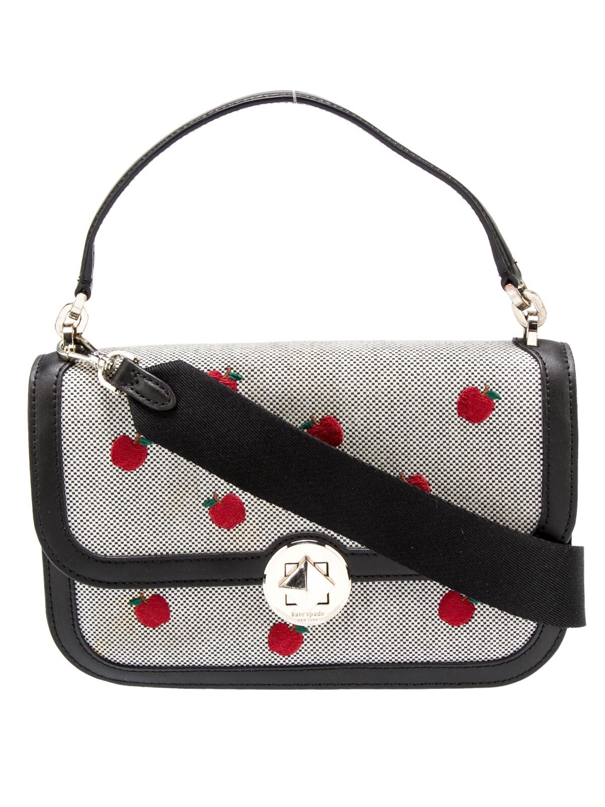 Kate Spade Audrey Orchard Toss Embroidered Apple Handle Flap Crossbody Bag EUC