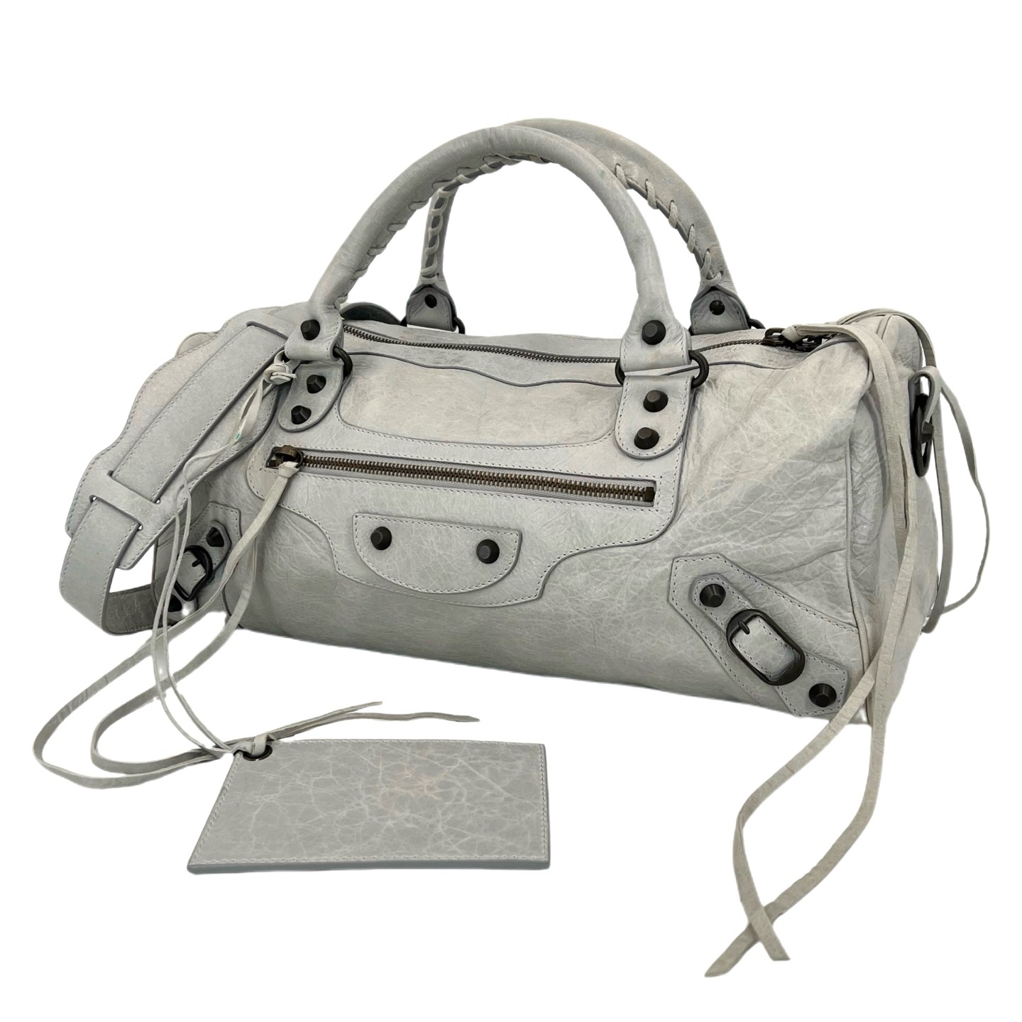 Balenciaga City Twiggy Large Light Gray Distressed Lambskin Multiway US Ship