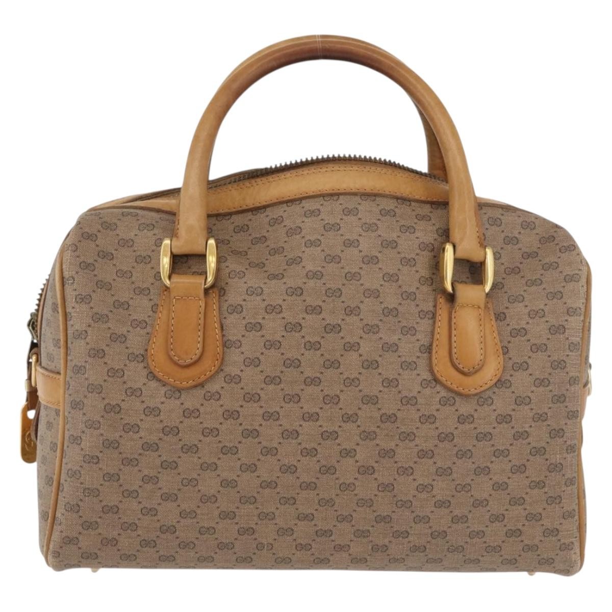 GUCCI Micro GG Supreme Hand Bag PVC Beige Gold 67 02 4422 Auth BA13089