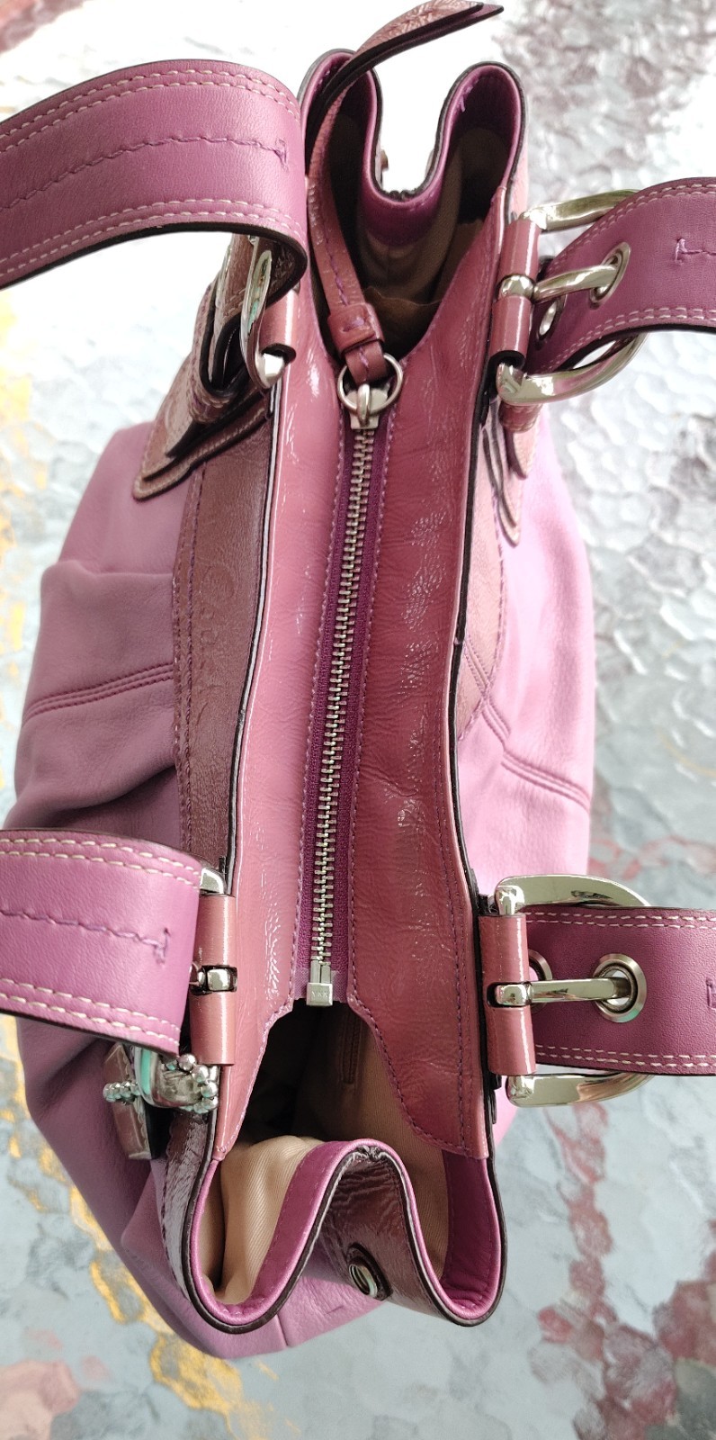 Coach MEDIUM F15045 Vintage Mauve Pink Soho Y2K Pleated Leather Tote