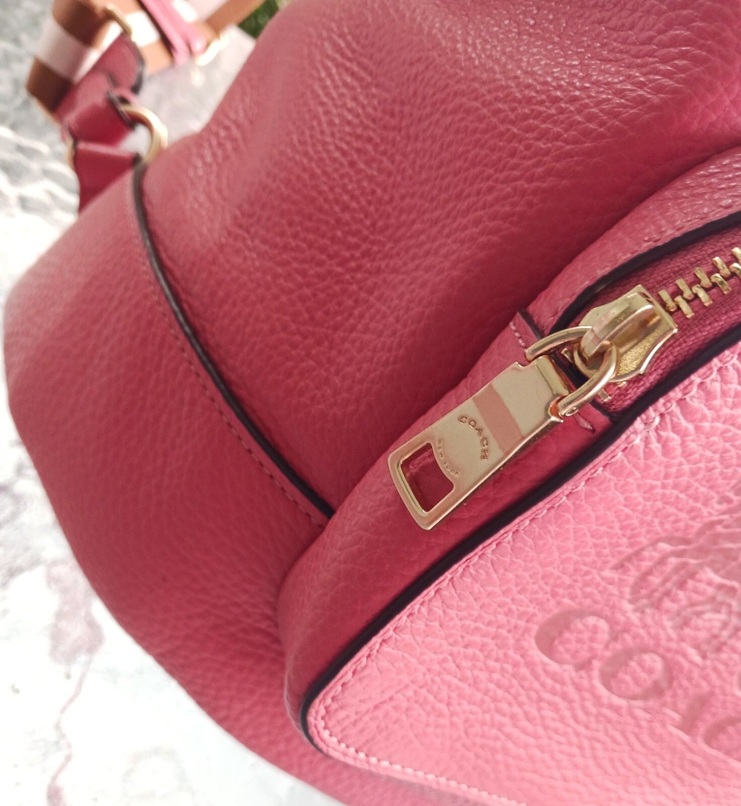 Coach 90399 Jes Horse & Carriage Logo Embossed Bright Coral Pink Backpack