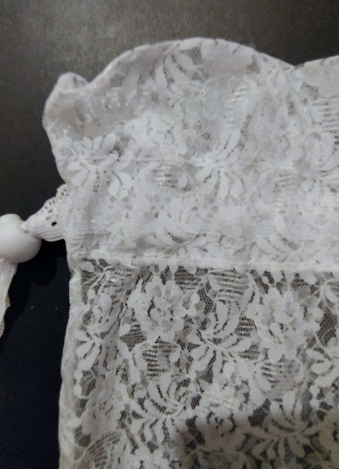 White Lace Bag Pouch w/ Drawstring  9 1/2″ x 12 1/2” overall – made in Thailand