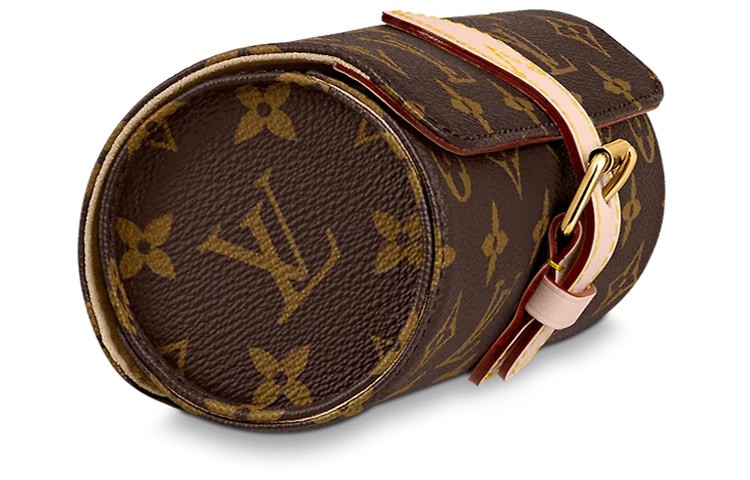 LOUIS VUITTON 3 Watch Case Monogram Canvas Brown 7.9 x 3.1 x 3.1 in