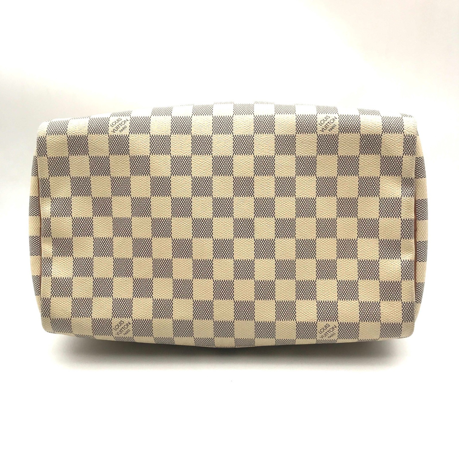Louis Vuitton Speedy 30 Damier Azur White Checkered Handbag 30cm LV Boston Bag