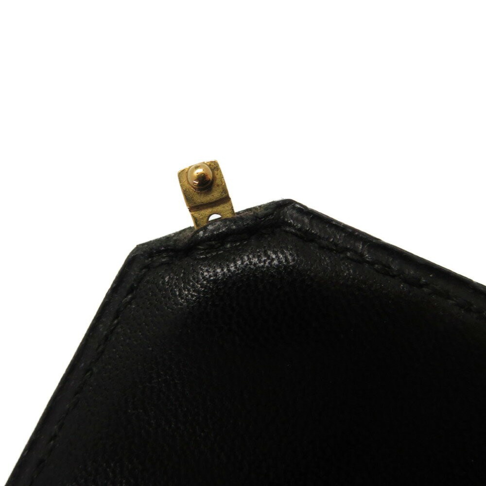 Hermes Vintage Cadena Shoulder Bag Clutch Bag Noir Black Box Calf Leather 99