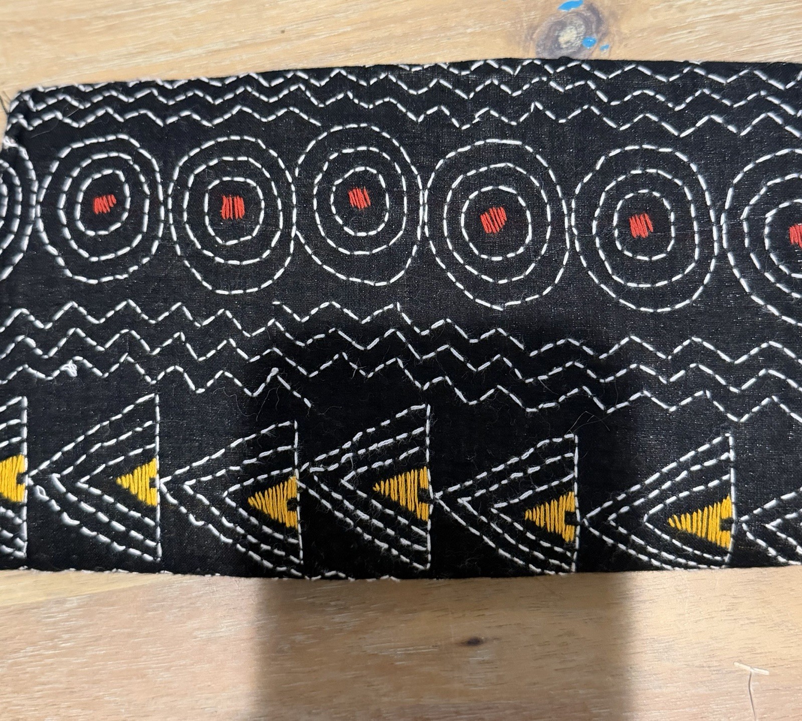 Exclusive Authentic Unique stitch hand-embroidered black clutch bag Purse