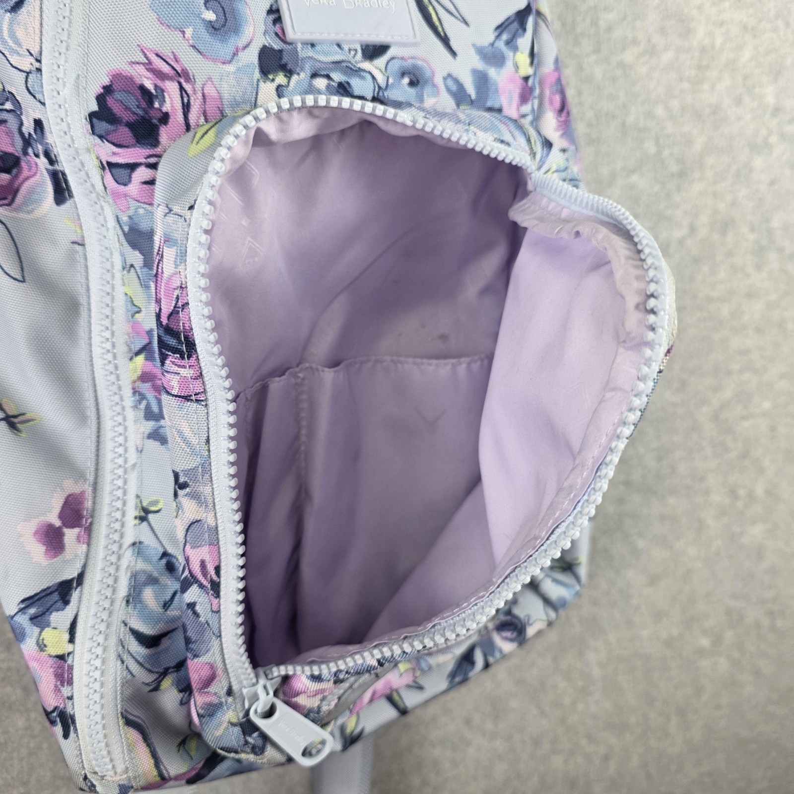 Vera Bradley Sling Backpack Lavender Floral Lightweight Crossbody Travel Bag