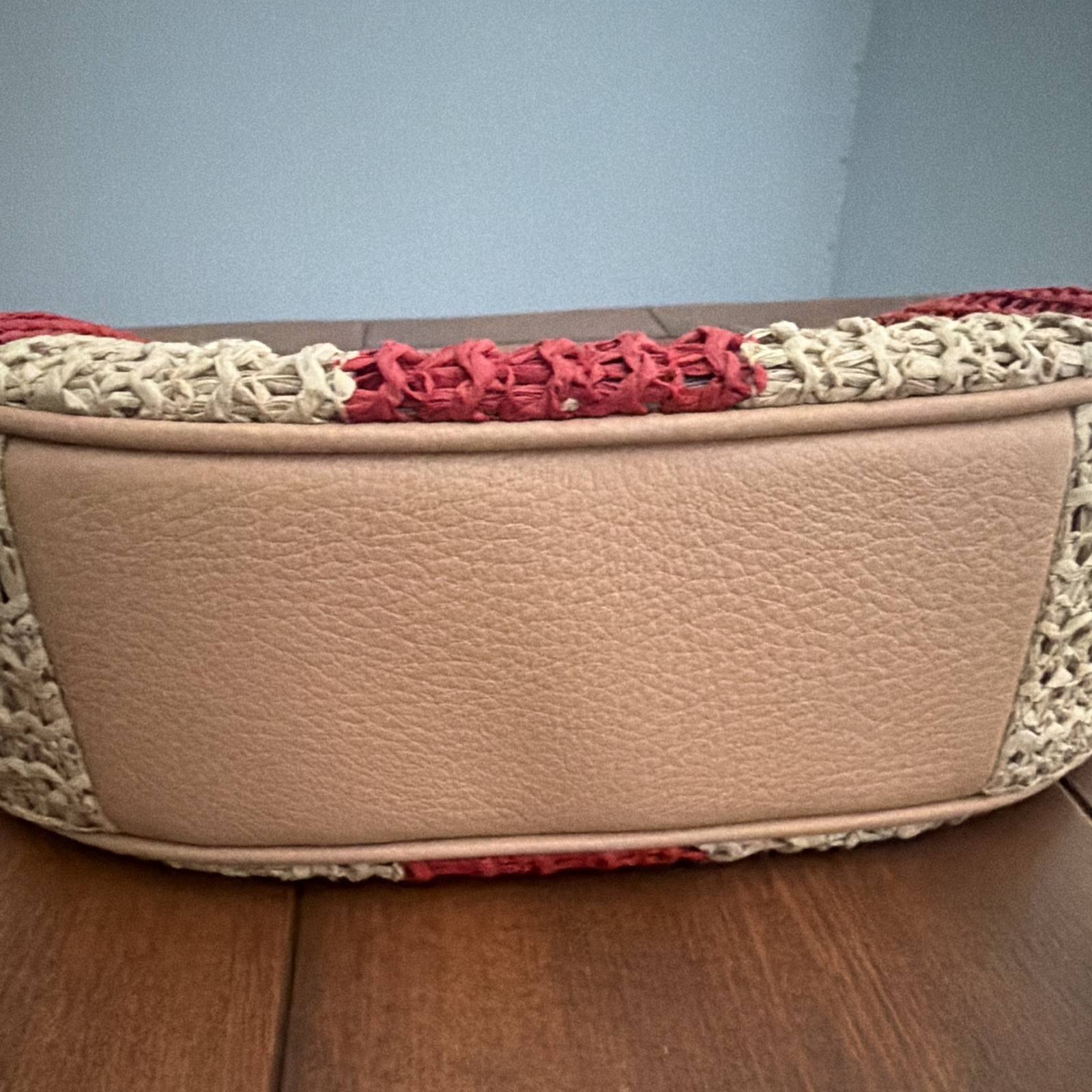 NWT COACH Emily Straw Crescent Shoulder Bag Red Tan Zip Extra Strap Cherries