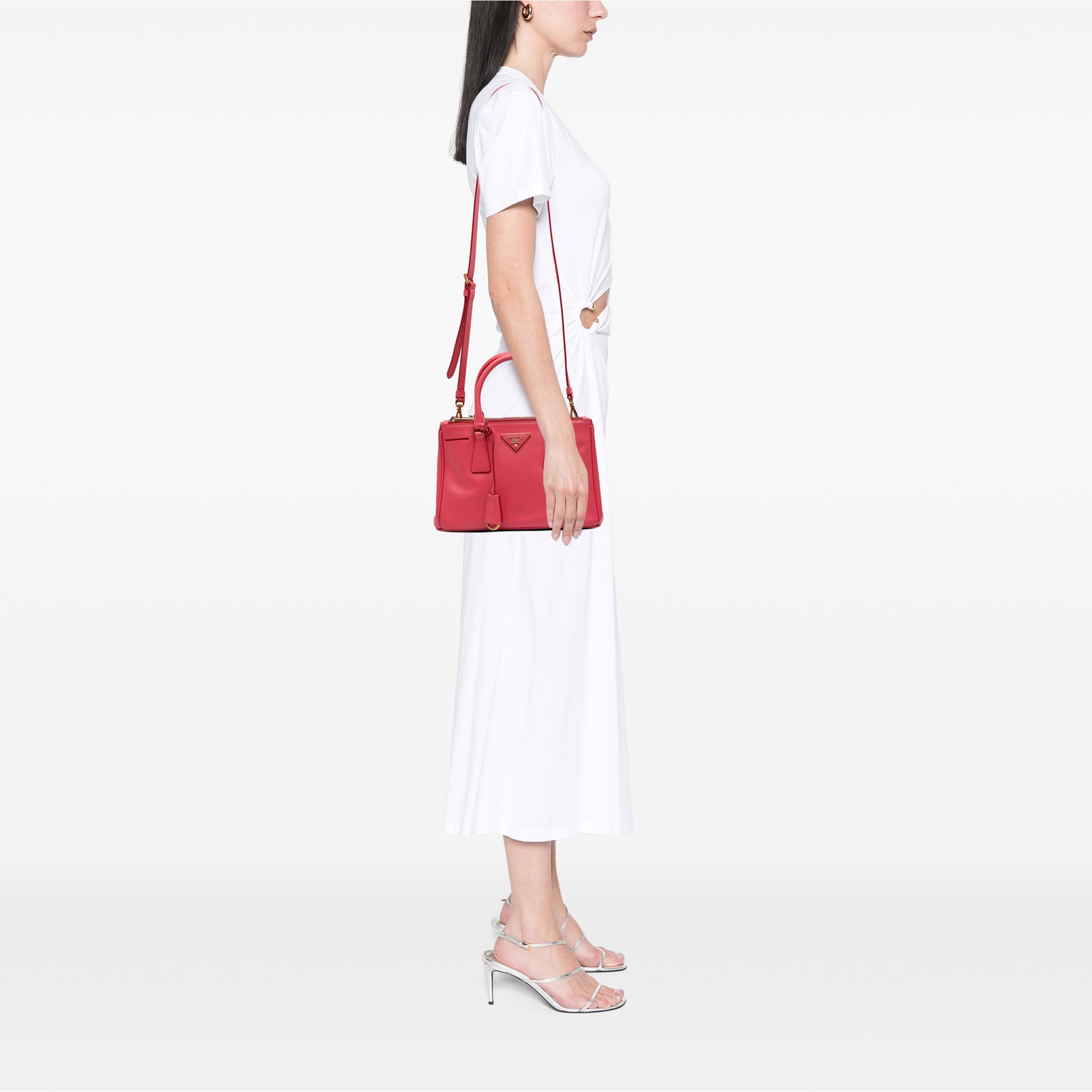 Prada Mini Saffiano Lux Galleria Double Zip Satchel Pre-Loved Blush