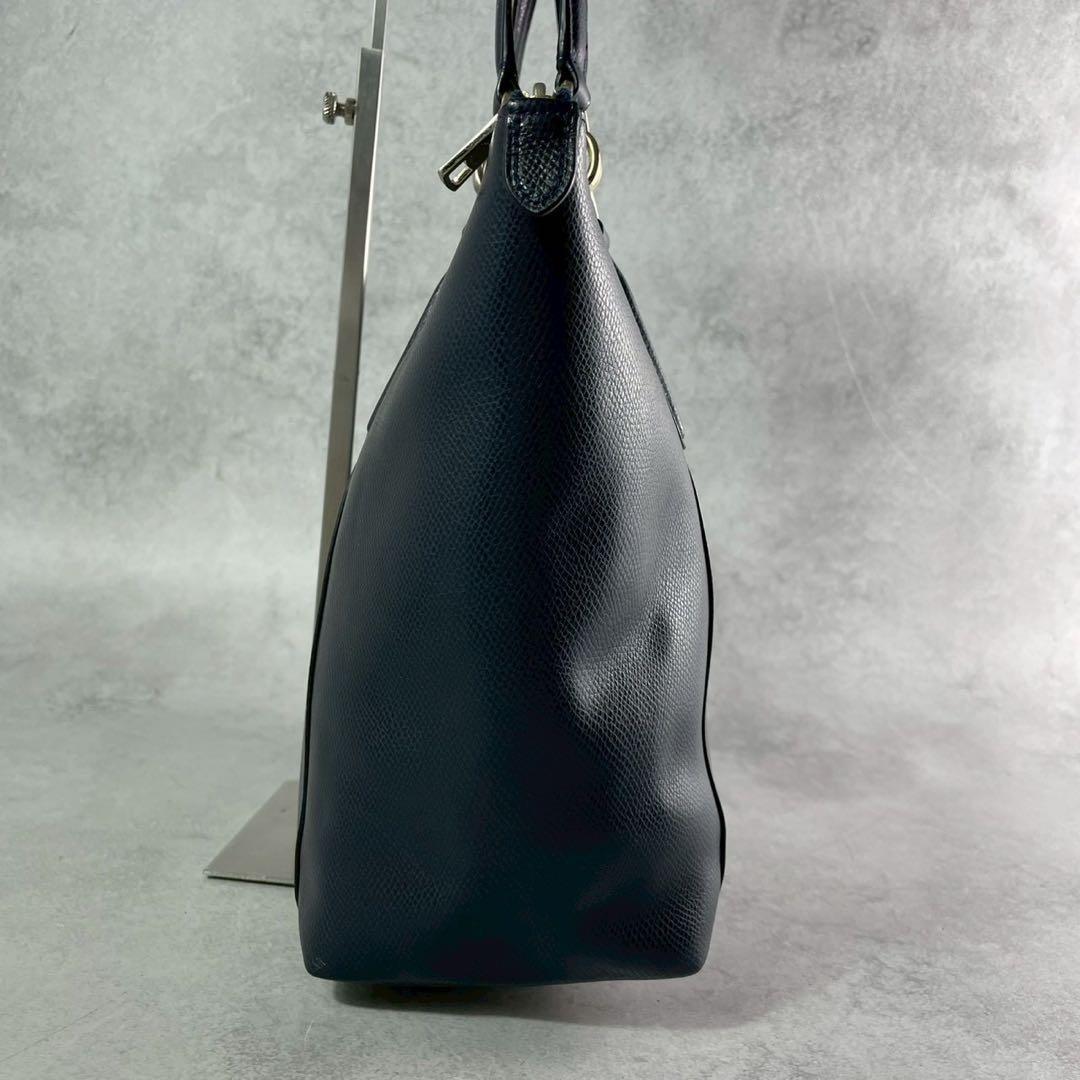 Coach Leather A4 Tote Bag Black Business Work School Double Handle F35808 Auth