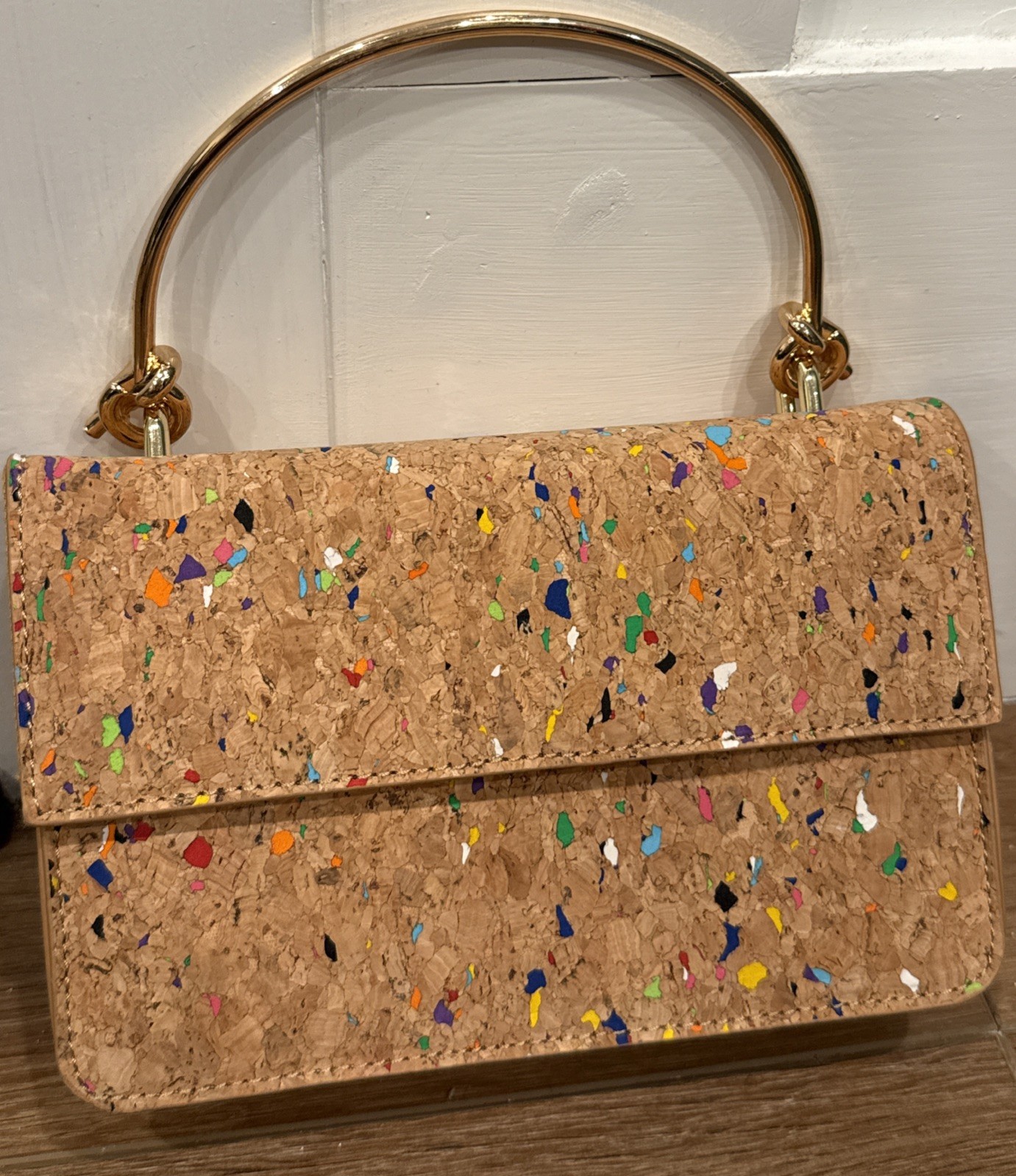 Like Dream~Multicolored Cork Crossbody Bag~Snap Closure~Fairy Core~Festival~ EUC