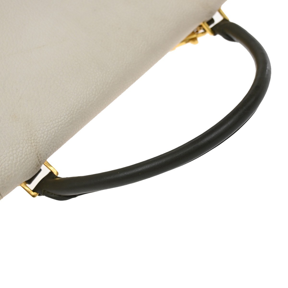 CELINE Trapeze Tricolor 2way Shoulder Bag Leather Suede Khaki White Blue 87EG174