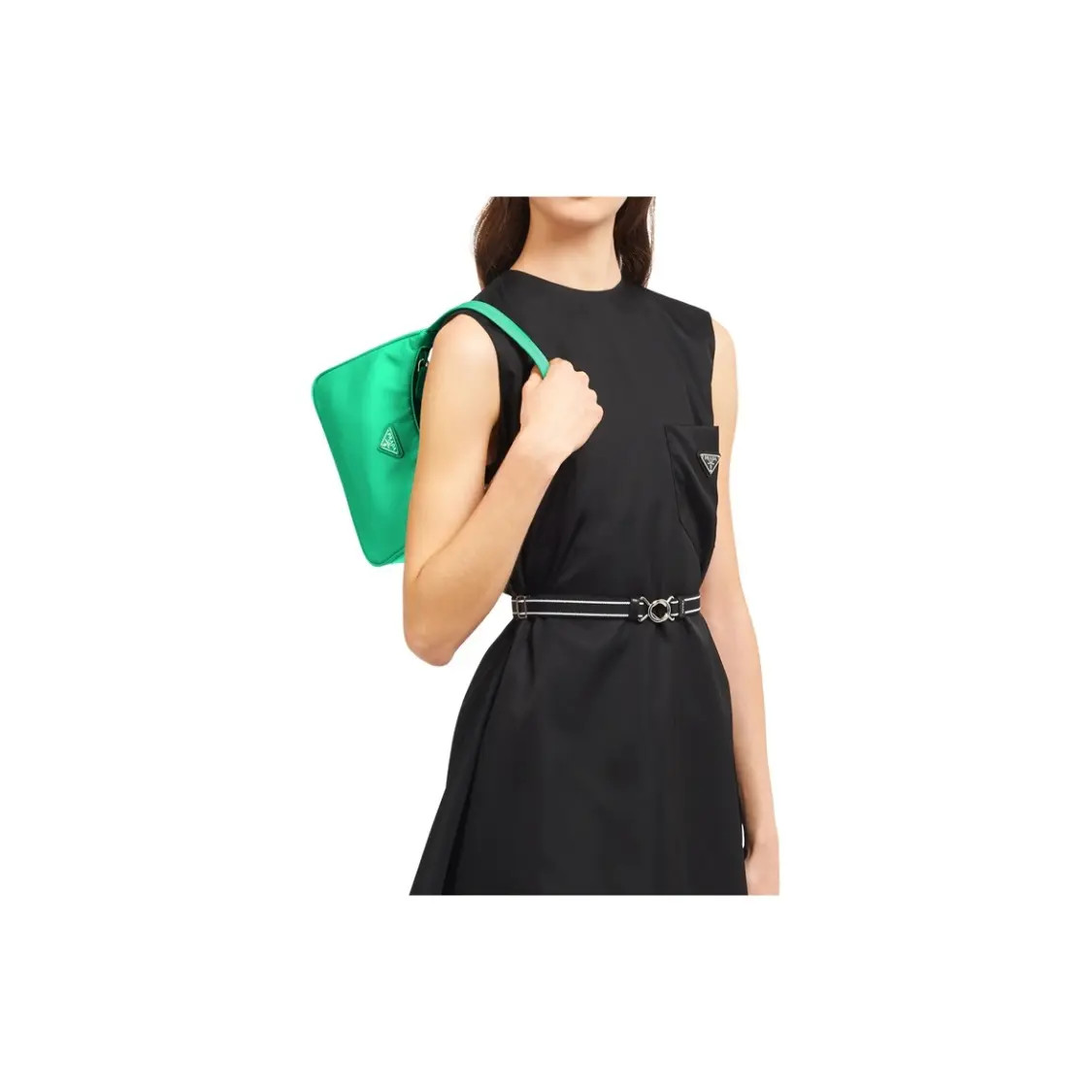 PRADA Hobo Triangle Logo Nylon Single Shoulder Bag Women’s 8.7×2.4×6.7 in