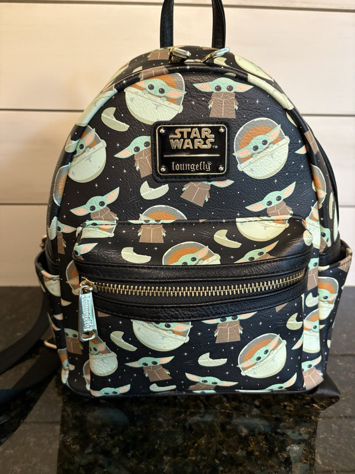 Loungefly Baby Yoda Grogu Star Wars Mandalorian Black Mini Backpack DIsney