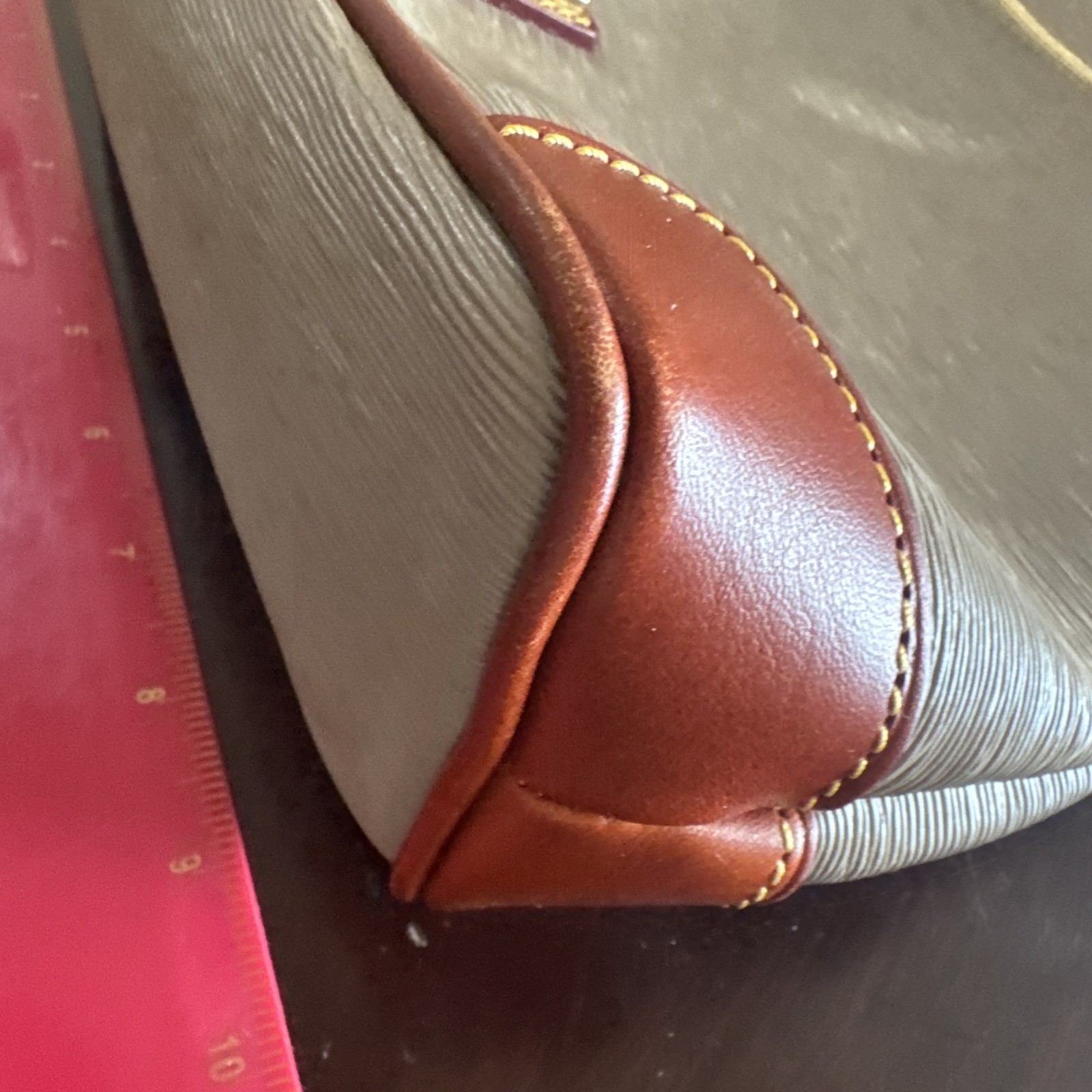 Dooney & Bourke Taupe and Chestnut Crossbody or Shoulder Bag.