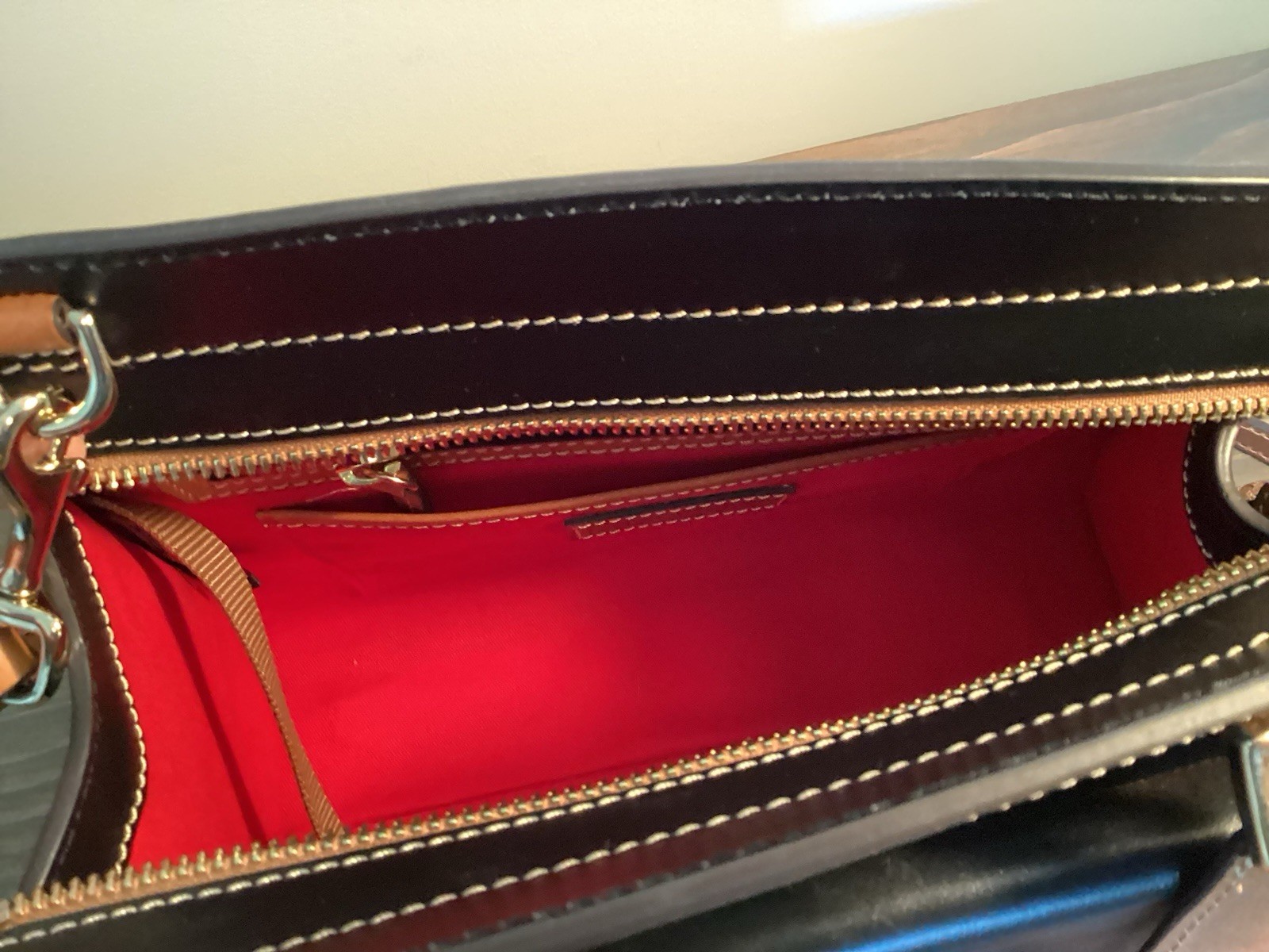 Dooney & Bourke Black/Brown Satchel Top Handle Zip-Around Detachable Strap Charm