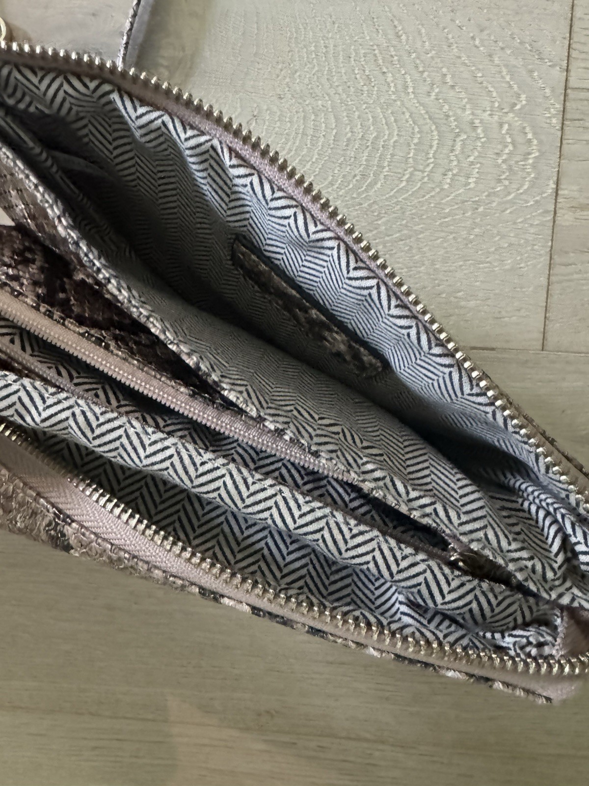 Snake Print Crossbody Wallet Bag w/ Detachable Strap, Wristlet, Zip, Pockets