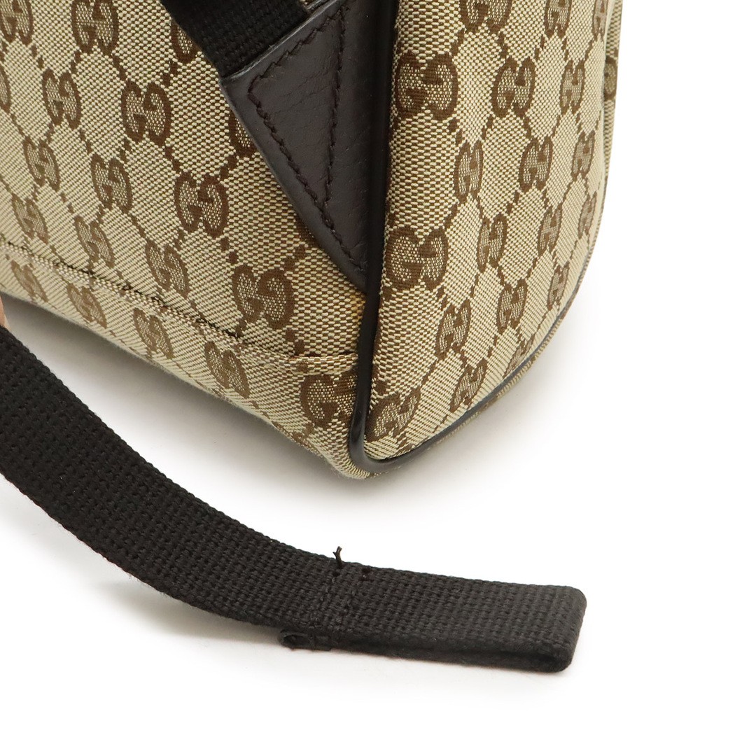 Gucci GG Canvas Backpack Leather Beige Dark Brown Used From Japan