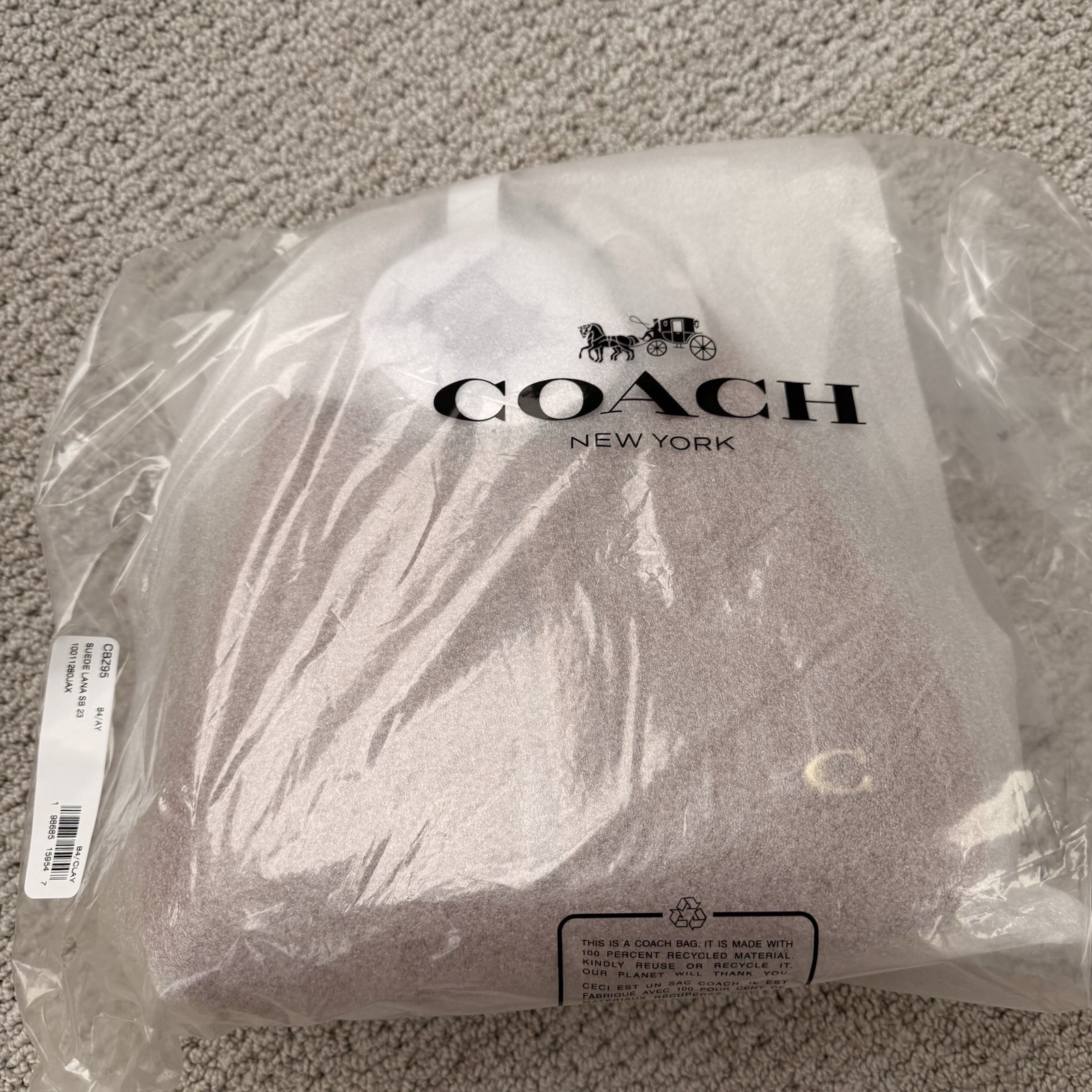 SEALED COACH Lana 23 Medium Suede Shoulder Crossbody Handle Bag Brass/Clay CBZ95